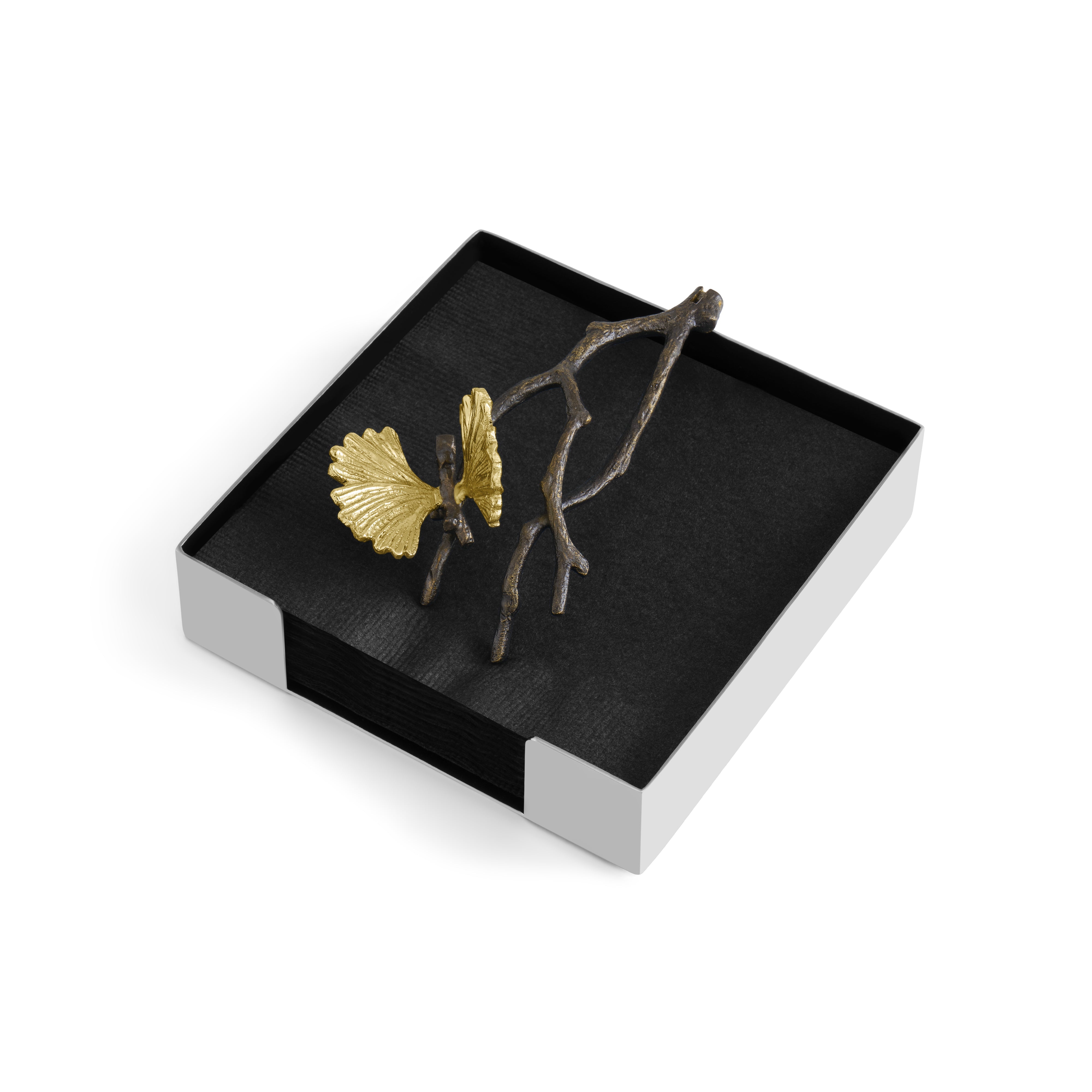 Elegant Butterfly Ginkgo Napkin Holder - Stainless Steel Tableware Organizer for Dining, Kitchen, and Party Decor