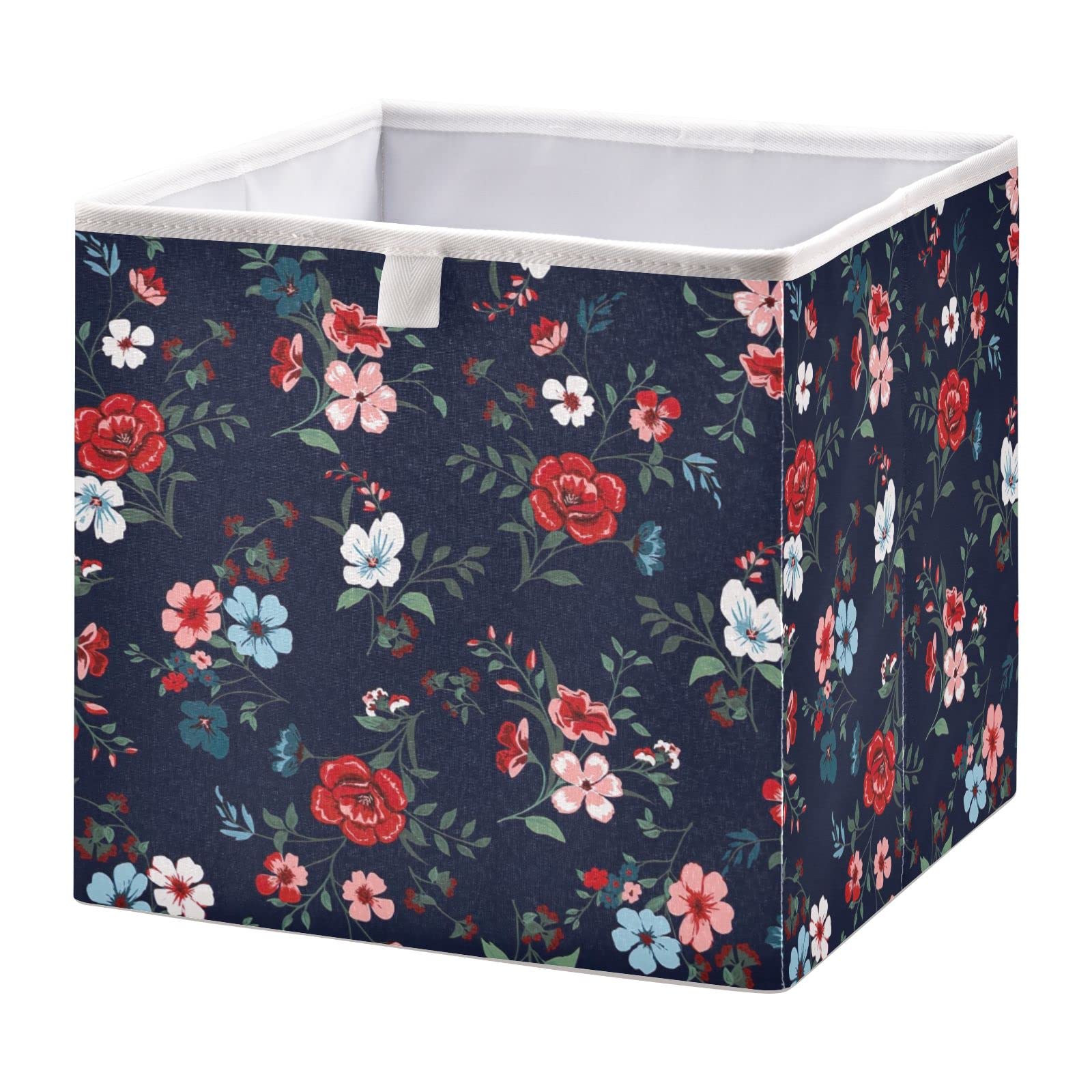 Joisal Floral Print Collapsible Storage Bins with Handles - Foldable Fabric Organizer for Home, Closet, Nursery & Office Organization - Perfect for Shelves, Cubby Storage & Toy Organization