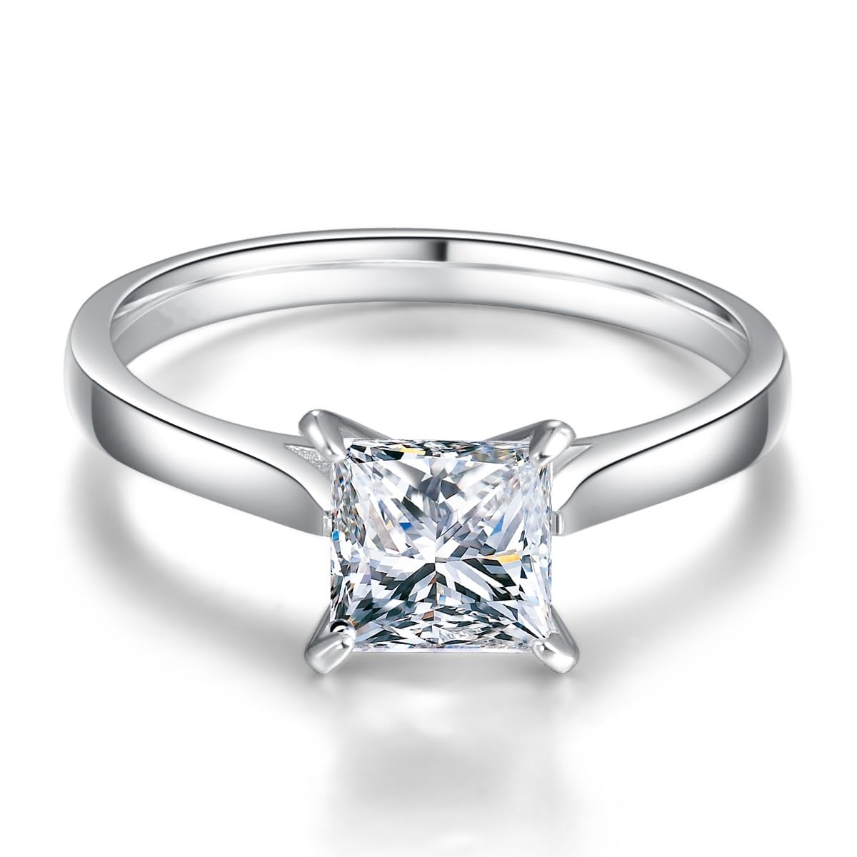1.5 CT Princess Cut Cubic Zirconia Engagement Ring for Women - Sterling Silver Promise & Wedding Band - Size 5-10 - Perfect Christmas, Birthday Gift for Her, Girlfriend, Fiancée - Ideal for Proposals, Anniversaries, Special Occasions