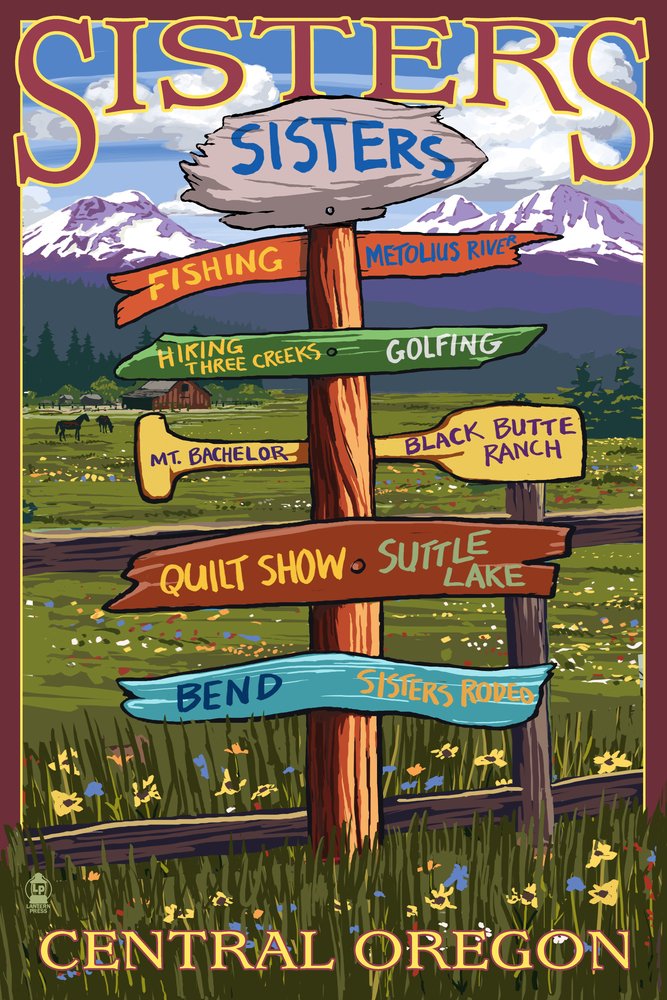 Sisters Oregon Sign Wall Art Poster - 9x12 Digital Print Decor for Home & Office - Perfect for Living Room, Bedroom, or Gift