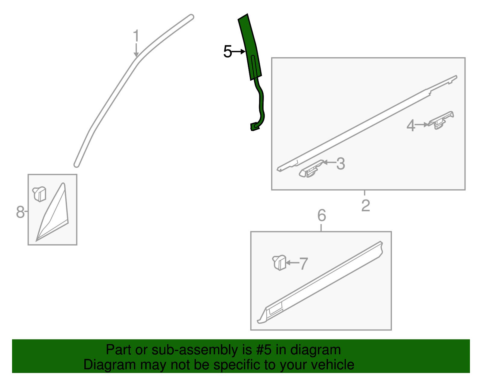 Ford BE9Z7420554A Exterior Door Moulding Replacement - Perfect for Ford Truck & SUV Door Panel Repair & Customization