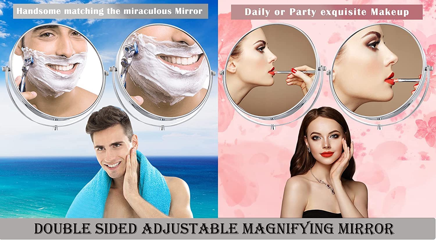 AASTIK 5X Magnifying Mirror - Large Two-Sided Swivel Vanity Mirror with Chrome Frame for Makeup & Skincare | Perfect for Bathroom, Dressing Table & Travel