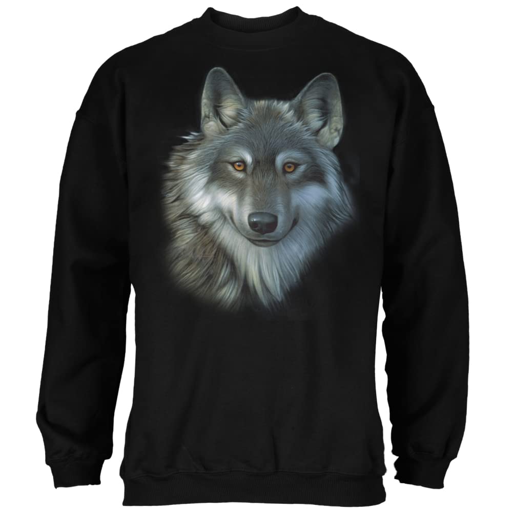 Timber Wolf Face Men's Sweatshirt - Cozy Pullover Hoodie for Outdoor Adventures & Casual Wear