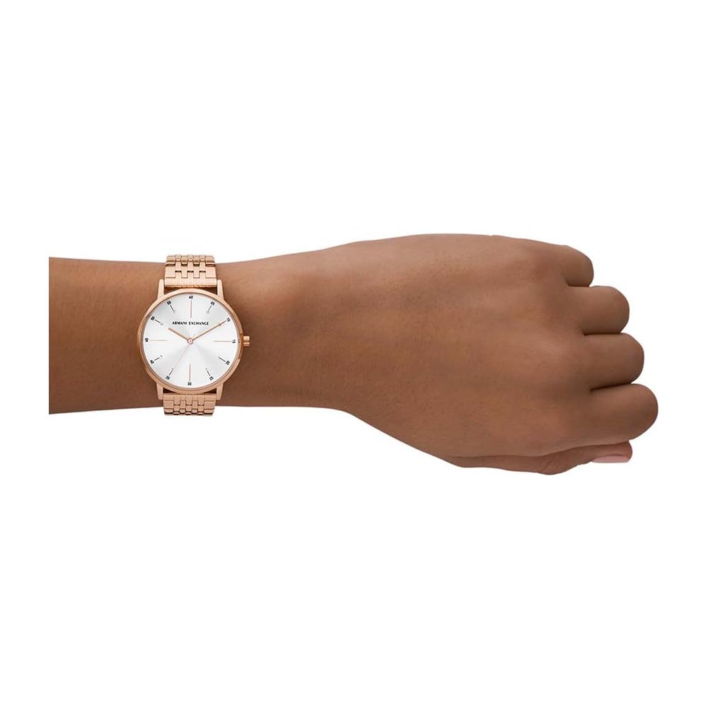Armani Exchange Women's Watch AX7145SET - 36mm Rose Gold Stainless Steel Case & Bracelet, Quartz Movement with Three Hands | Perfect for Office, Date Night & Special Occasions