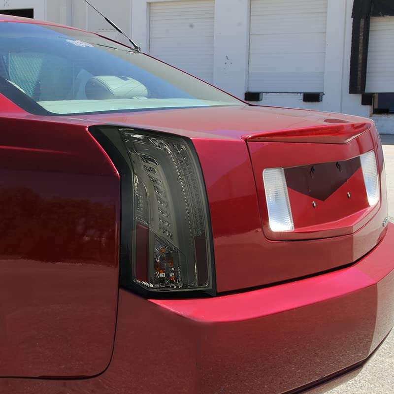 Spec-D Tuning Smoke LED Tail Lights for 2003-2007 Cadillac CTS - Left & Right Pair Assembly - Enhanced Visibility & Style for Night Driving & Car Shows