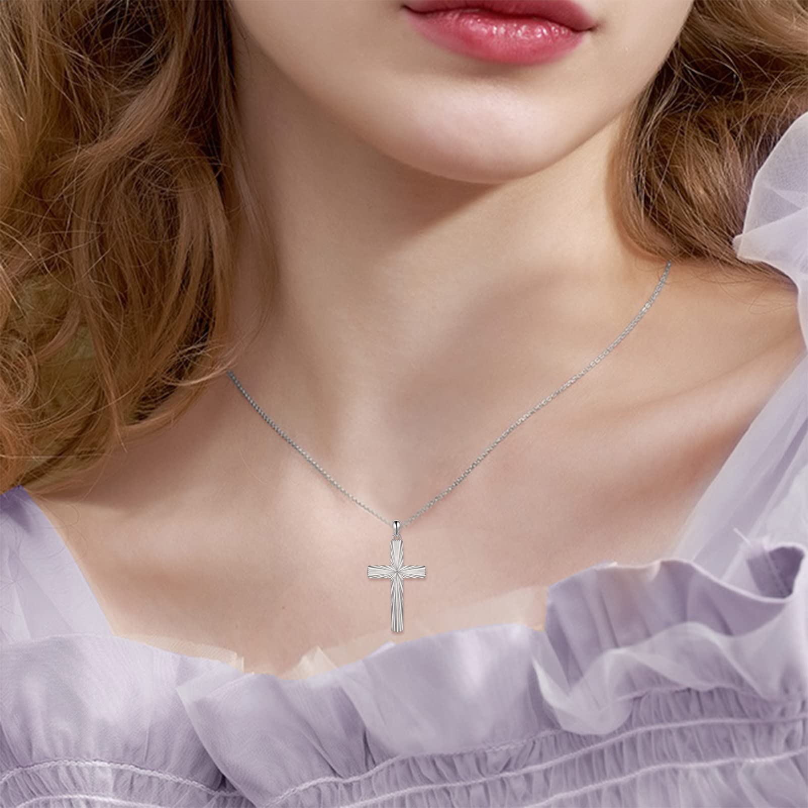 Religious Cross Pendant Necklace - Sterling Silver Origami Cross Jewelry for Women & Men - Perfect for Baptism, Confirmation, Wedding & Everyday Faith Jewelry