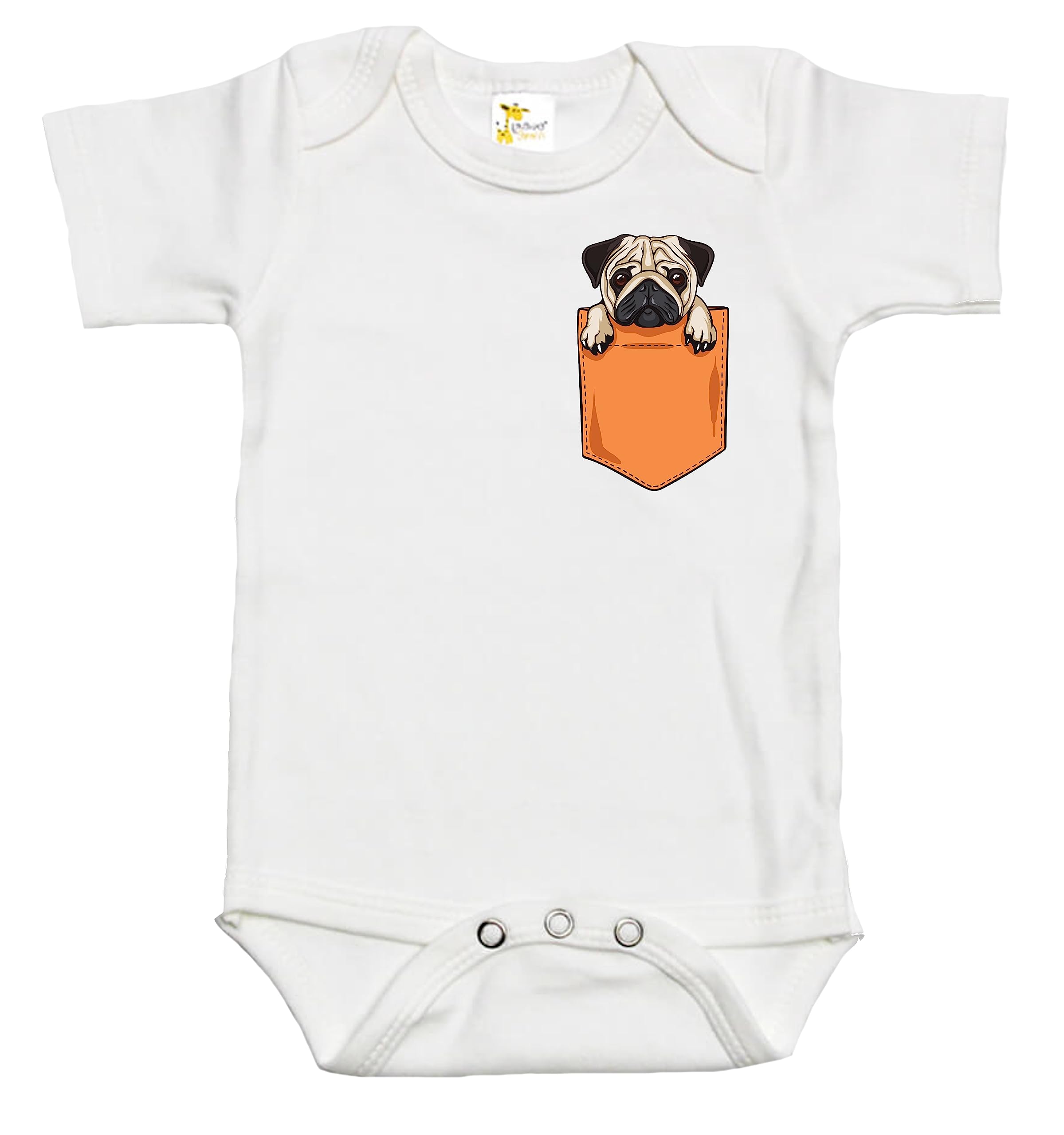 Adorable Pug Dog Pocket Baby Bodysuit - Soft Infant Onesie for Newborns & Toddlers - Perfect for Playtime, Photo Shoots & Everyday Wear