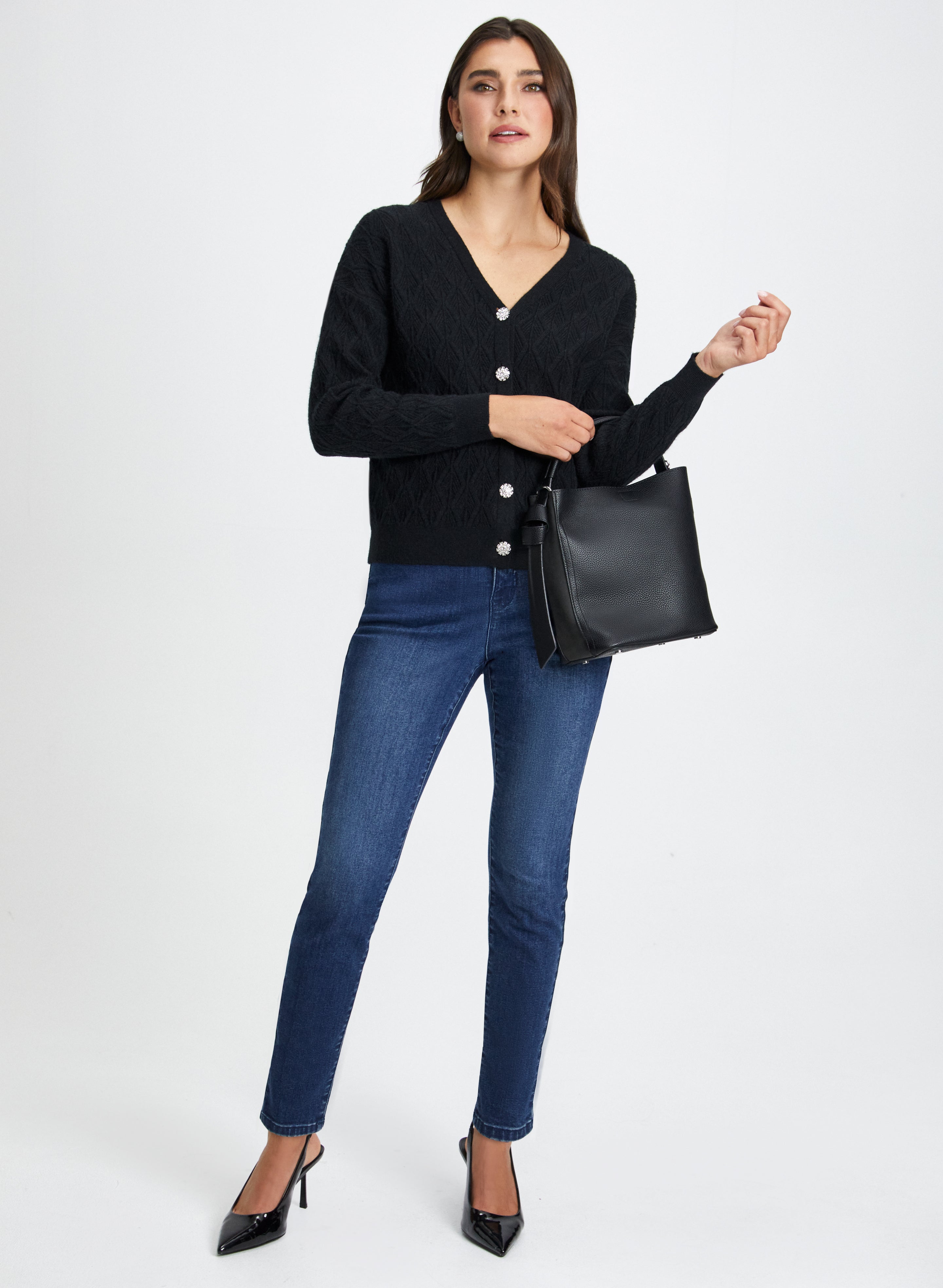 Embellished Button Cardigan for Women - Elegant Knit Sweater with Pearl Buttons | Perfect for Office, Date Night & Fall Layering