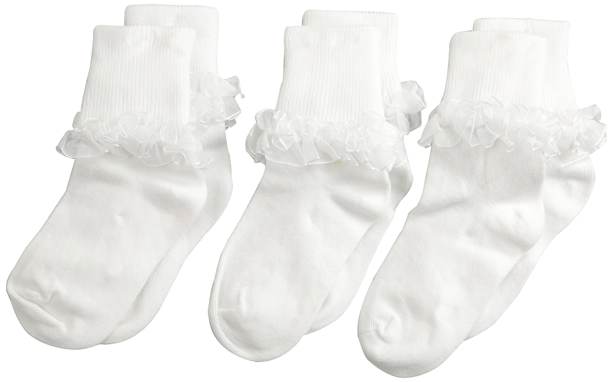Jefferies Girls' Tutu Lace Socks - 3 Pair Pack | Soft Ballet Socks for Dance, Dress Up & Everyday Wear | Cute Toddler to Kids Socks for School, Parties & Special Occasions