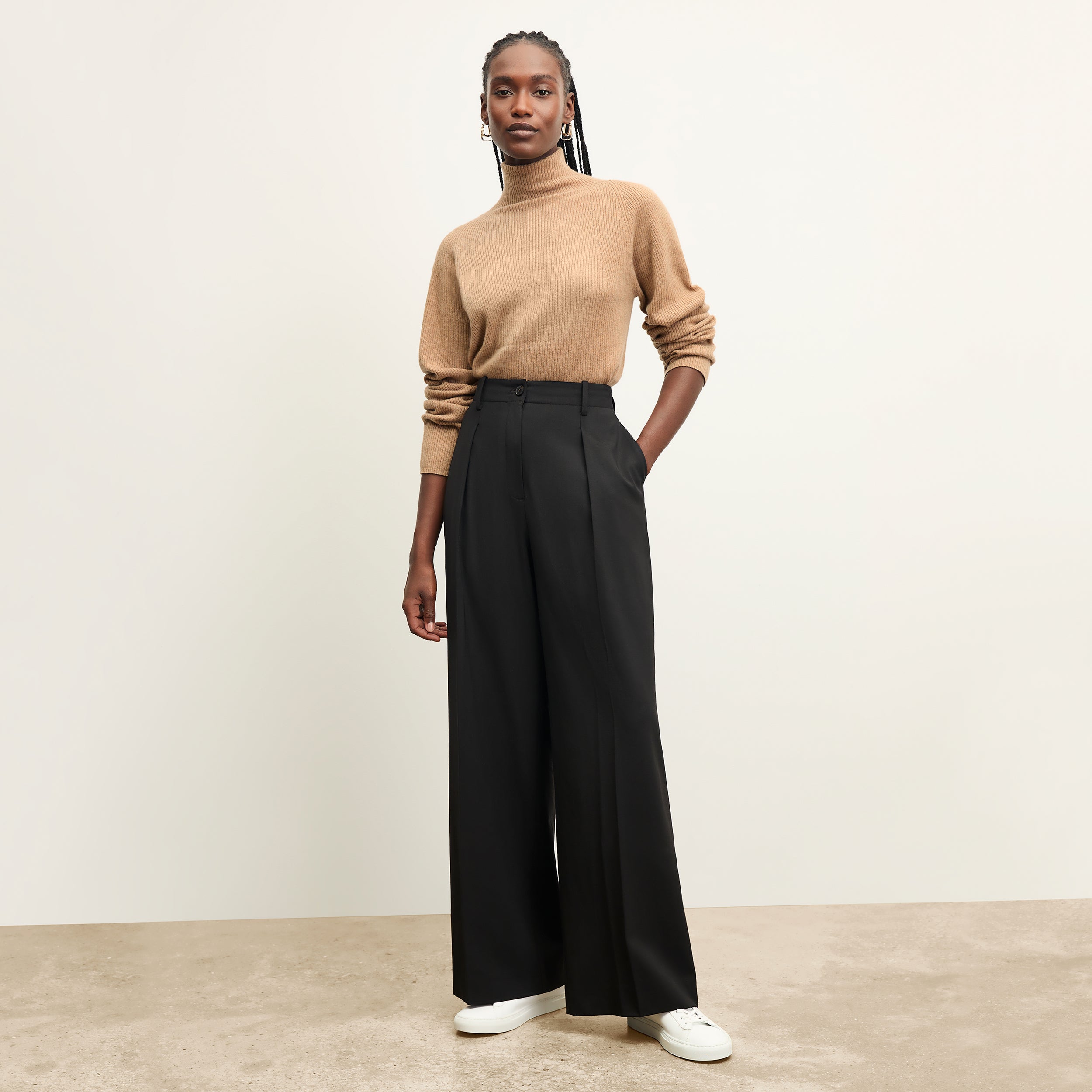 Zuri Pant Washable Wool Twill Pants for Women - Comfortable & Durable Black Trousers for Office, Travel & Casual Wear