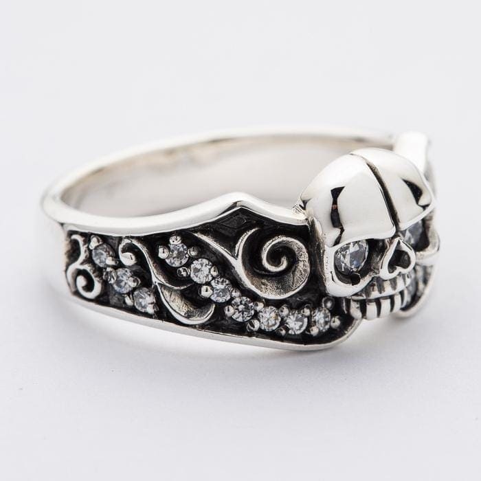 Gothic Diamond Skull Sterling Silver Engagement Ring for Women - Unique Gothic Jewelry for Weddings, Proposals & Alternative Fashion