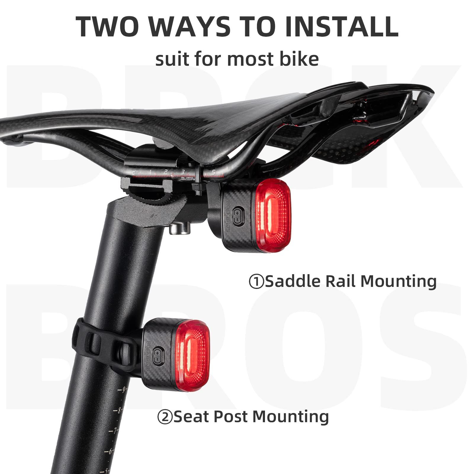 ROCKBROS Smart Bike Tail Light - Brake Sensing USB Rechargeable IPX6 Waterproof LED Bicycle Rear Light for Night Riding & Cycling Safety - 260mAh Battery, 4 Bright Modes - Perfect for Road Biking, Commuting & Urban Cycling