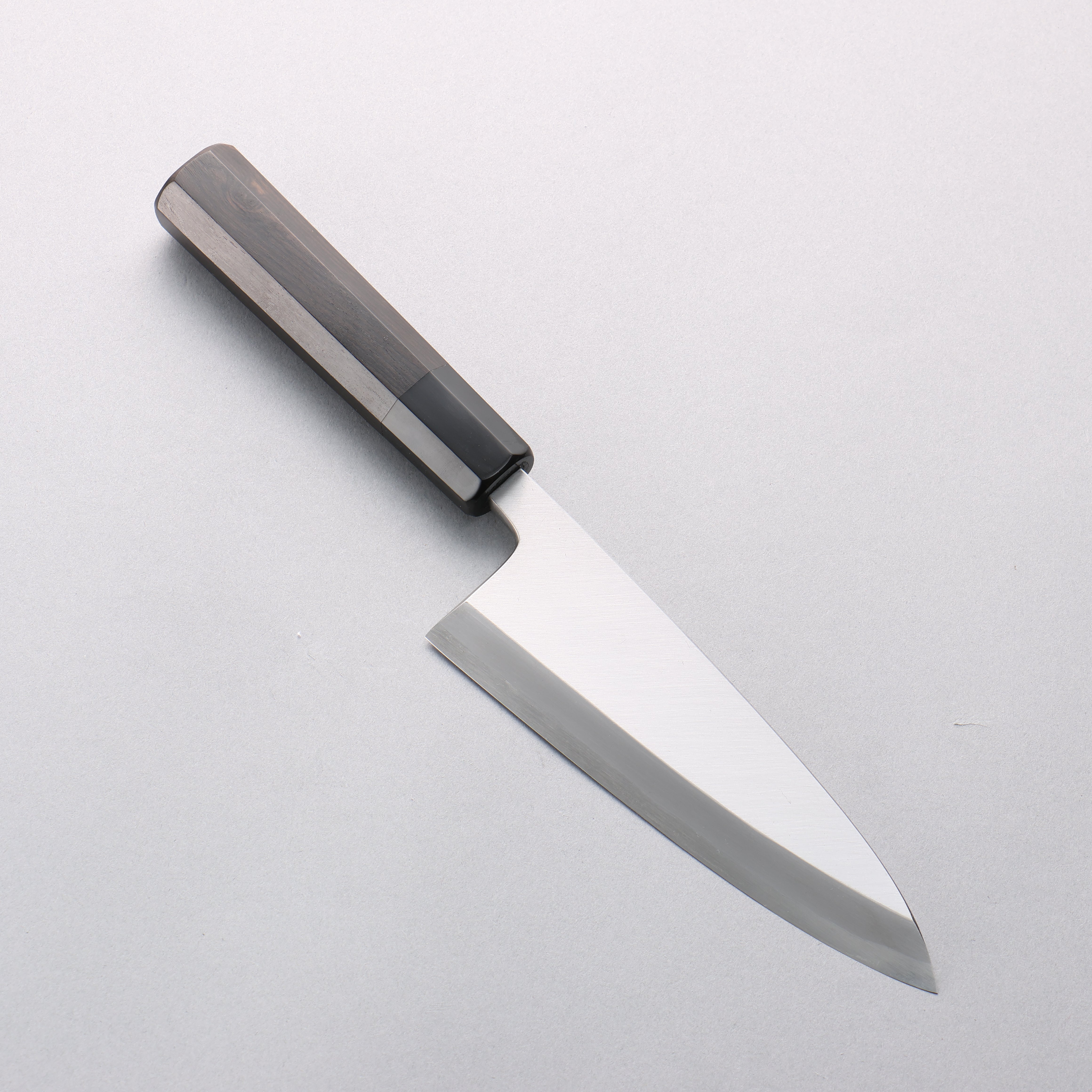 Premium Japanese Minamoto Akitada Blue Steel No.2 Aideba 150mm Knife - Ebony Wood Handle with Black Water Buffalo Horn Ferrule - Perfect for Sushi, Sashimi & Precision Kitchen Tasks