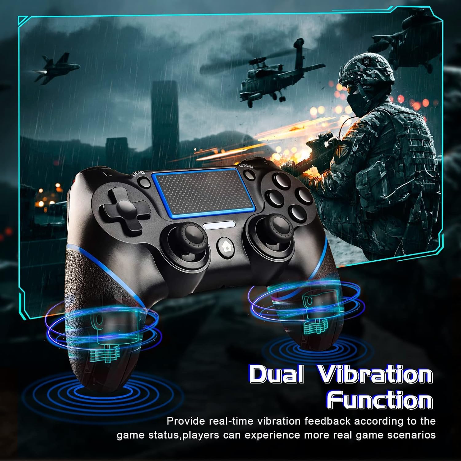Lyyes Wireless PS4 Controller 2 Pack - Dual Shock Gamepad with Non-Slip Grip & Motion Sensing for Playstation 4 Console - Perfect for Multiplayer Gaming & Long Play Sessions