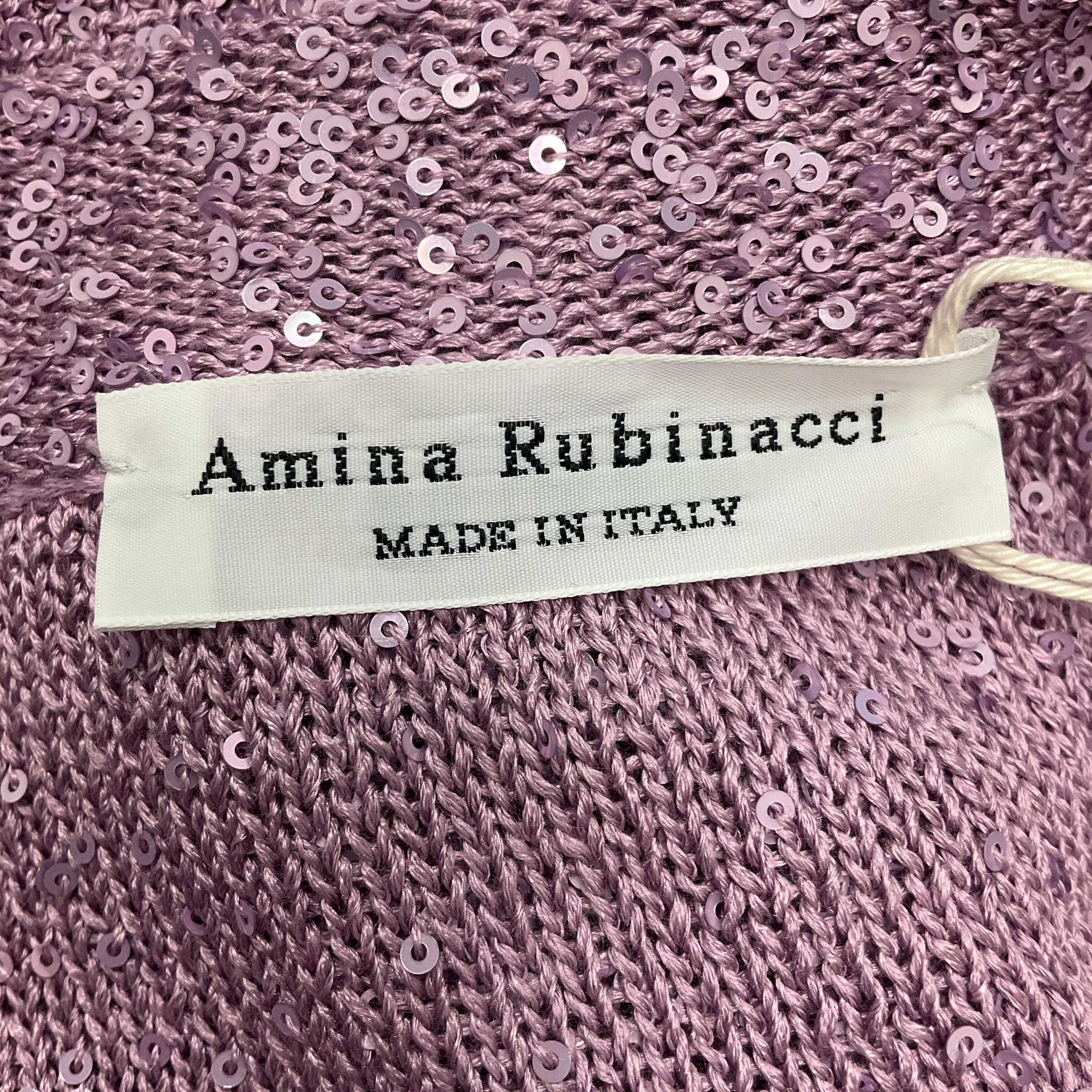 Amina Rubinacci Lilac Sequined Silk Knit Cardigan Sweater for Women - Elegant Evening Wear & Party Outfit - Perfect for Date Nights, Weddings and Special Occasions