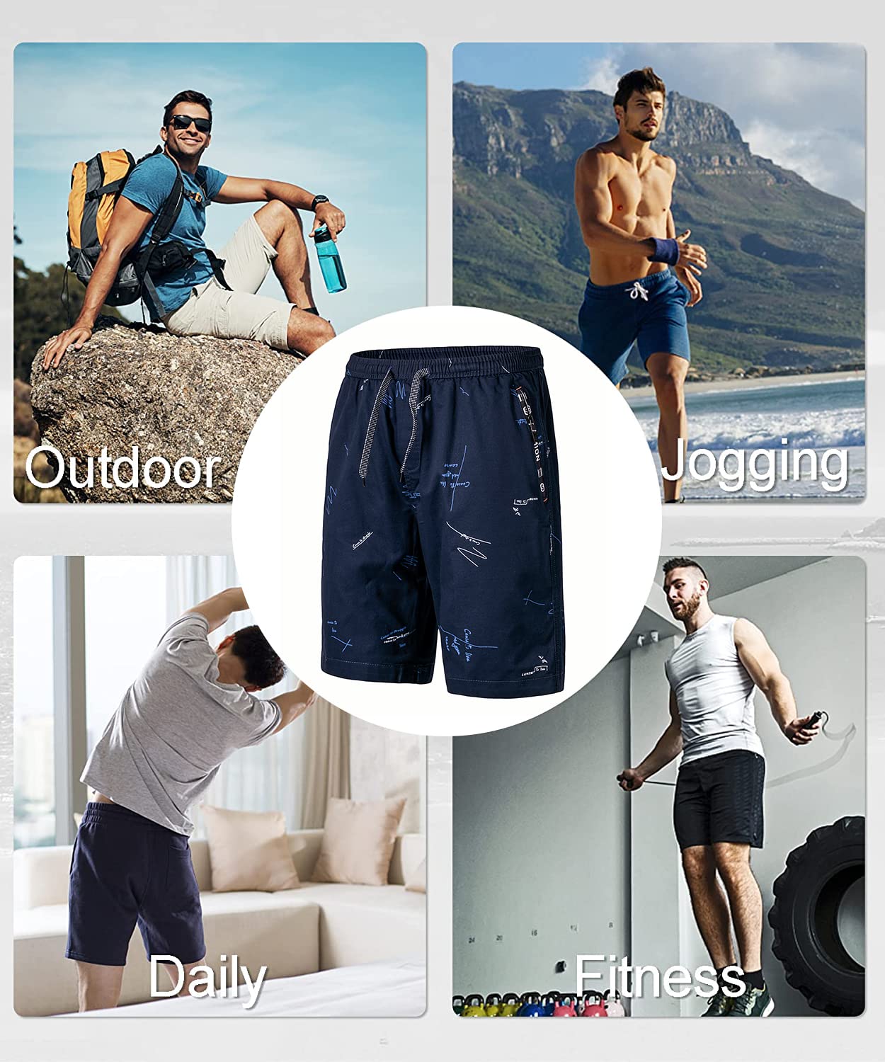 Men's Casual Plaid Beach Shorts - Soft Cotton Summer Shorts with Drawstring Elastic Waist & Zipper Pockets | Perfect for Swimming, Vacation, and Outdoor Activities