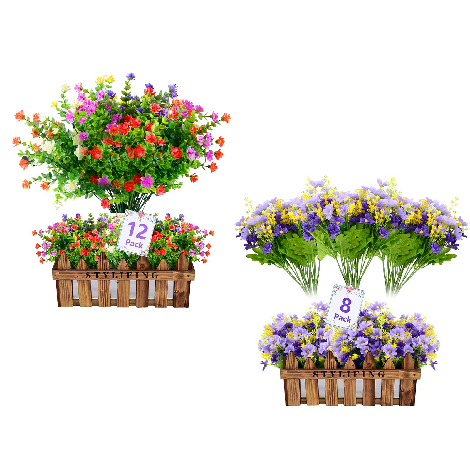 20 Bundles UV Resistant Artificial Flowers for Home Decoration - Indoor & Outdoor Use for Wedding, Party, Garden, and Office Decor