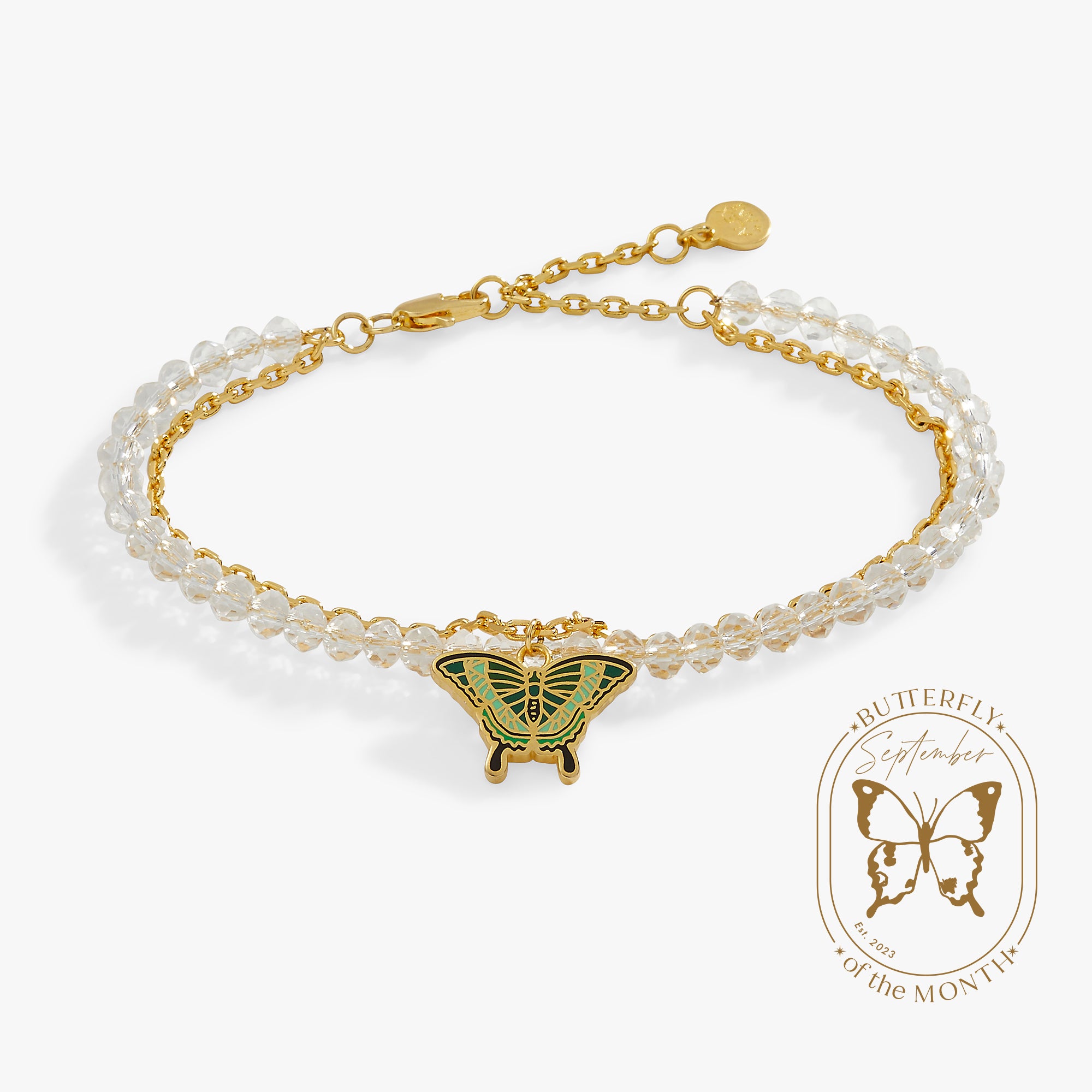 Emerald Swallowtail Butterfly Charm Bracelet - Dainty Gold Jewelry for Women | Perfect for Weddings, Parties & Everyday Wear