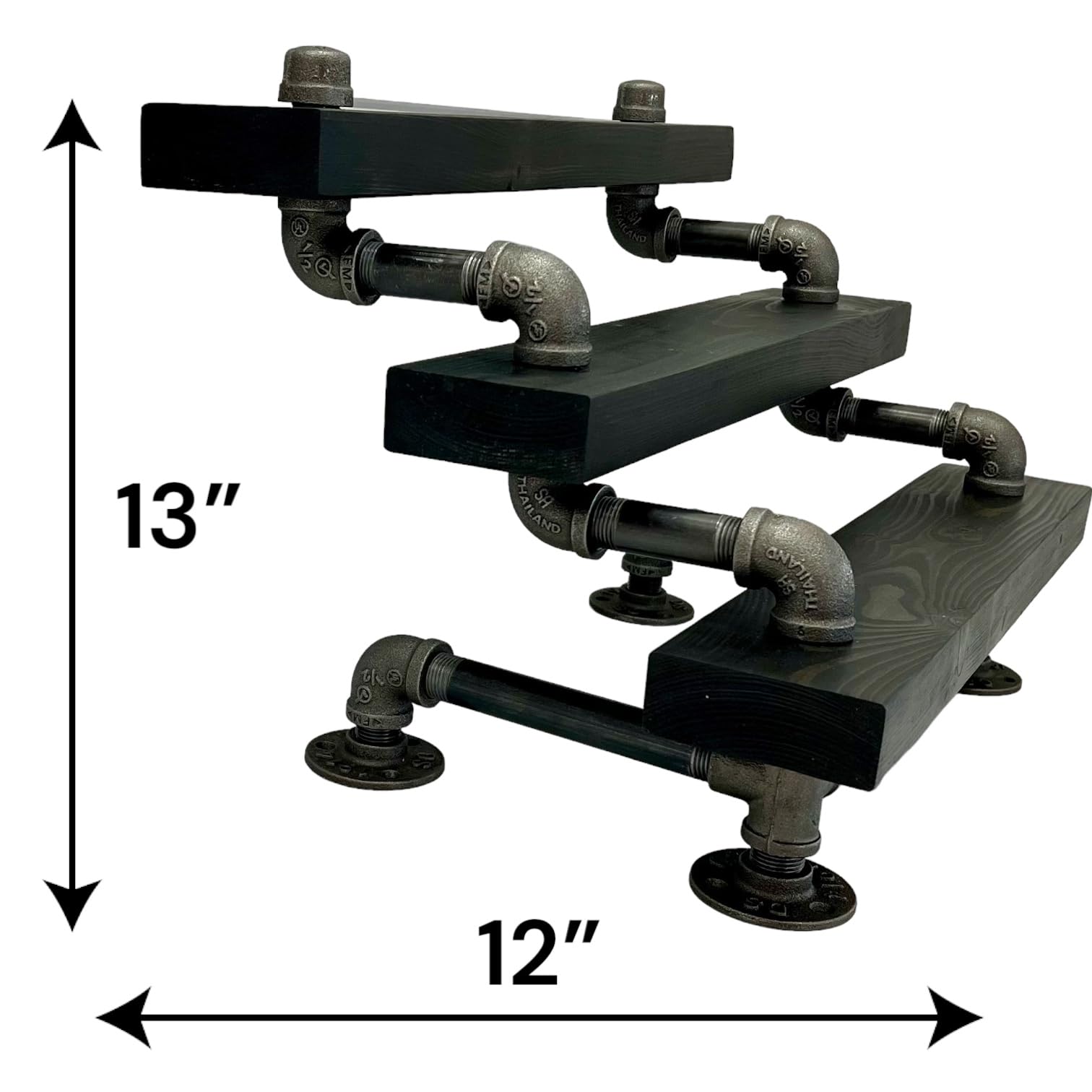 3-Tier Industrial Bar Display Shelf - Freestanding Liquor & Wine Bottle Organizer - 36