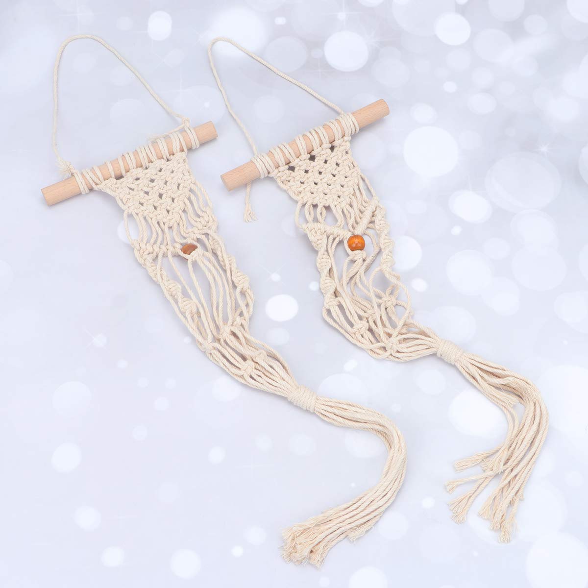 2-Pack Cabilock Macrame Hanging Planters - Rustic Wall Plant Hangers with Net Bag for Indoor Plants, Air Shelves & Home Decor | Perfect for Living Room, Bedroom, Balcony & Boho Style Decor