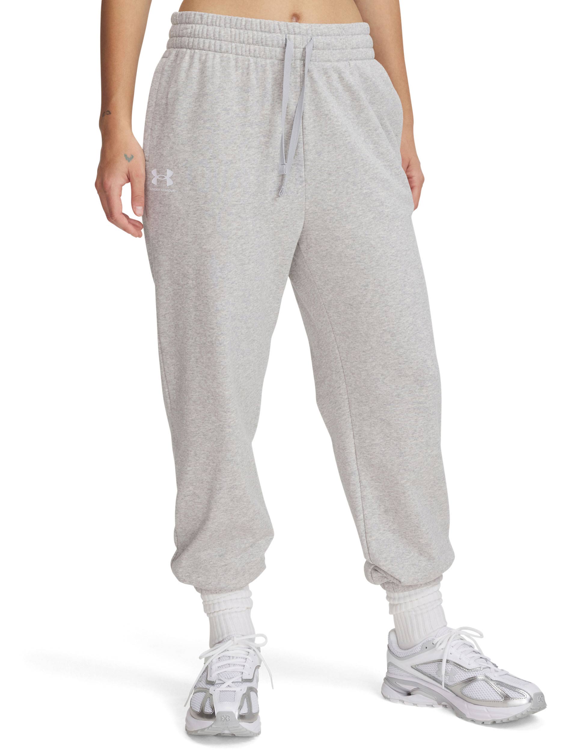 Rival Terry Joggers for Men - Soft Mod Grey Light Heather/White Sweatpants | Comfortable Lounge Pants for Running, Yoga & Casual Wear