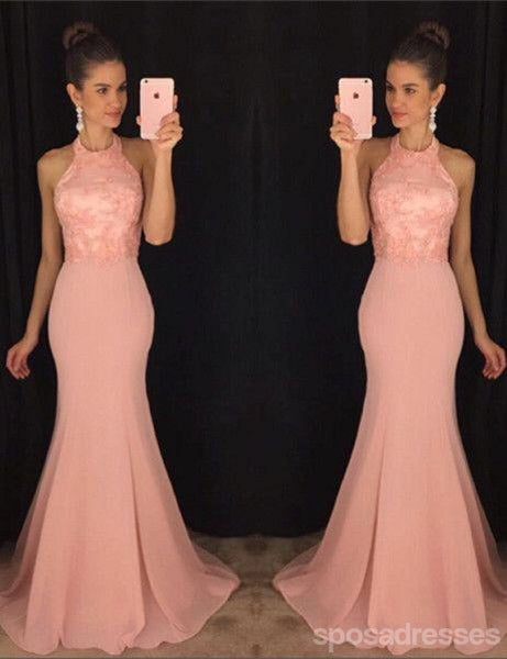 Elegant Blush Pink Mermaid Prom Dress with Halter Neckline - Long Formal Evening Gown for Homecoming, Quinceañera & Special Occasions | Style 17063 | Perfect for Prom Night, Wedding Guest & Black Tie Events
