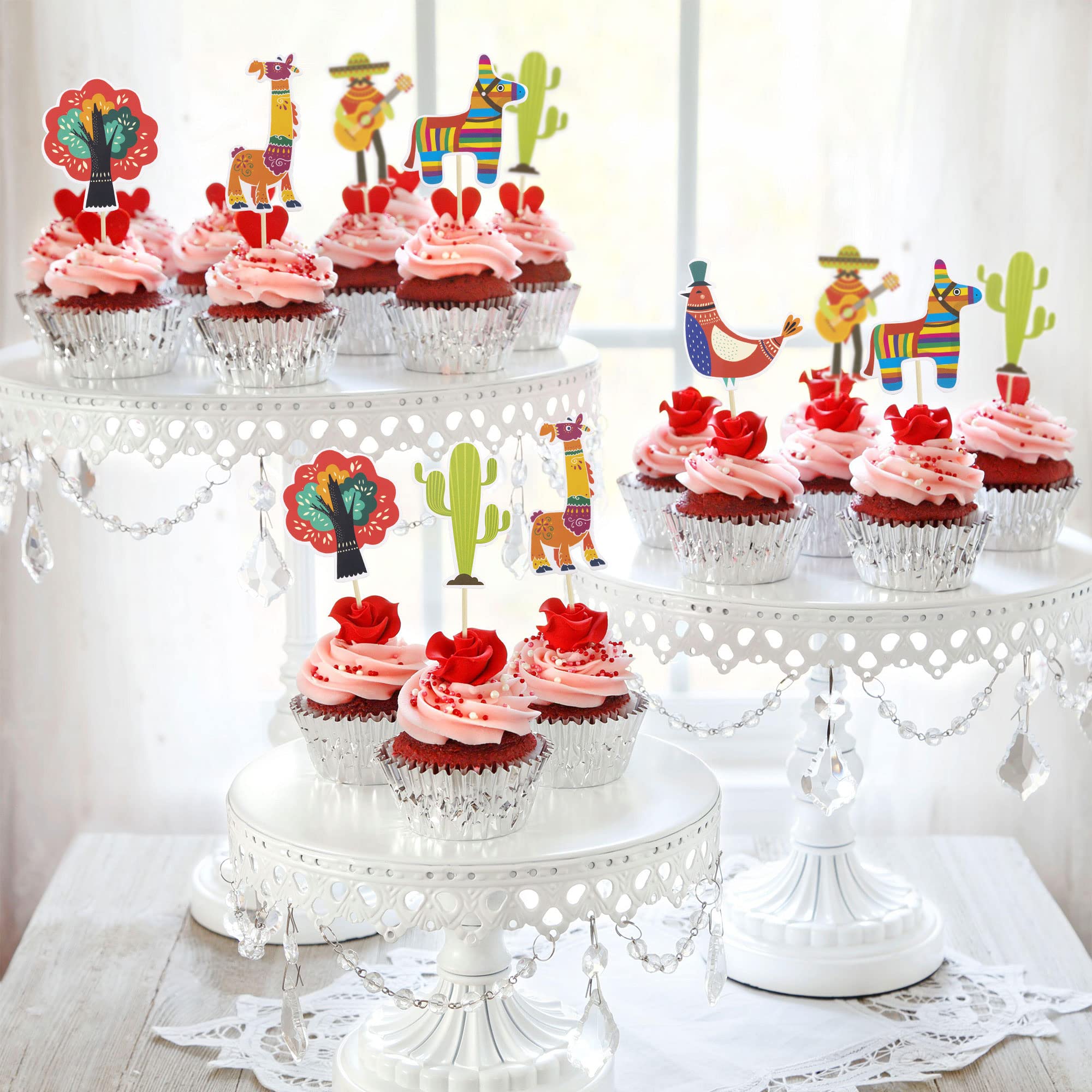 36 Pack Mexican Fiesta Cupcake Toppers - Cactus, Donkey, Maraca, Sombrero & Guitar Cake Decorations for Baby Shower, Birthday Party & Cinco de Mayo Celebrations - Perfect for Mexican Theme Parties, Wedding Decor & Holiday Desserts