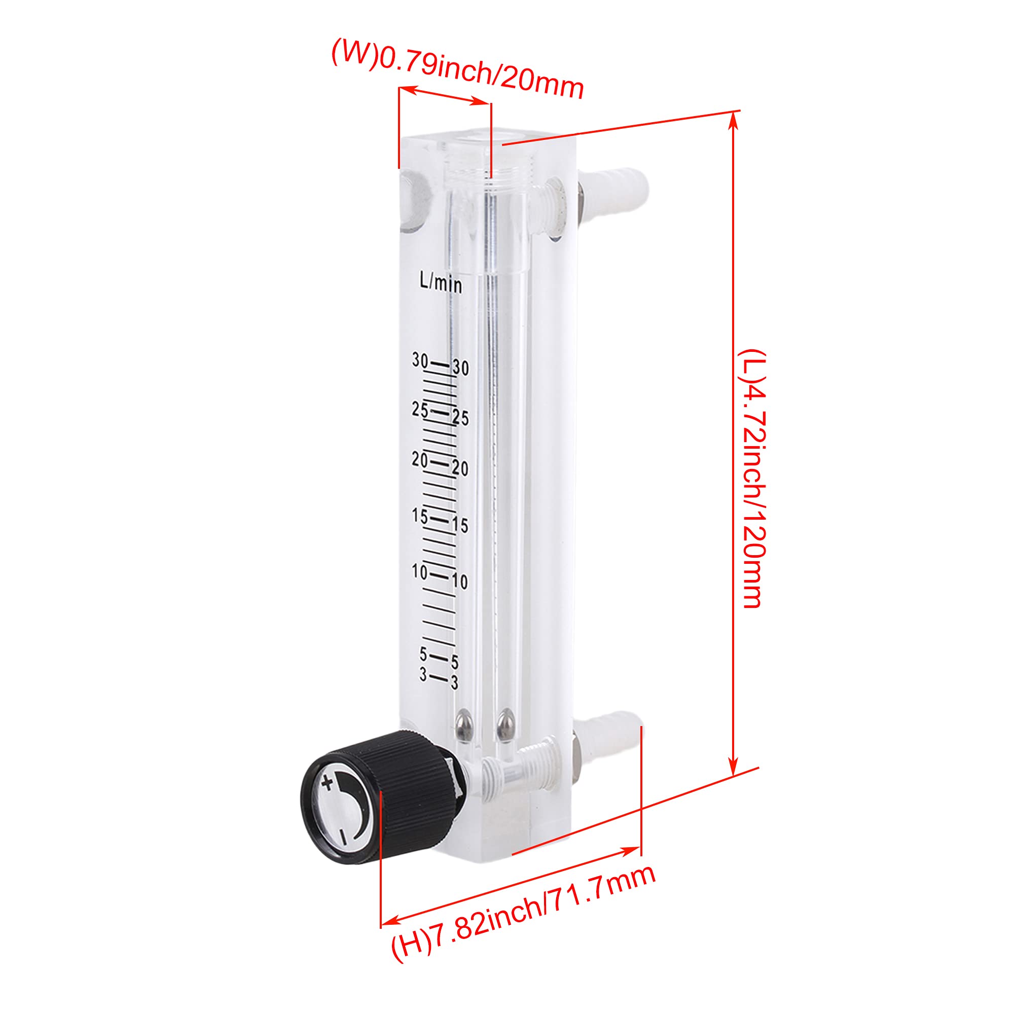 CNBTR Multicolor Acrylic Oxygen Flow Meter 3-30LPM with Adjustable Control Valve - LZQ-7 Medical Gas Flowmeter for Home Oxygen Therapy, Aquariums & Welding