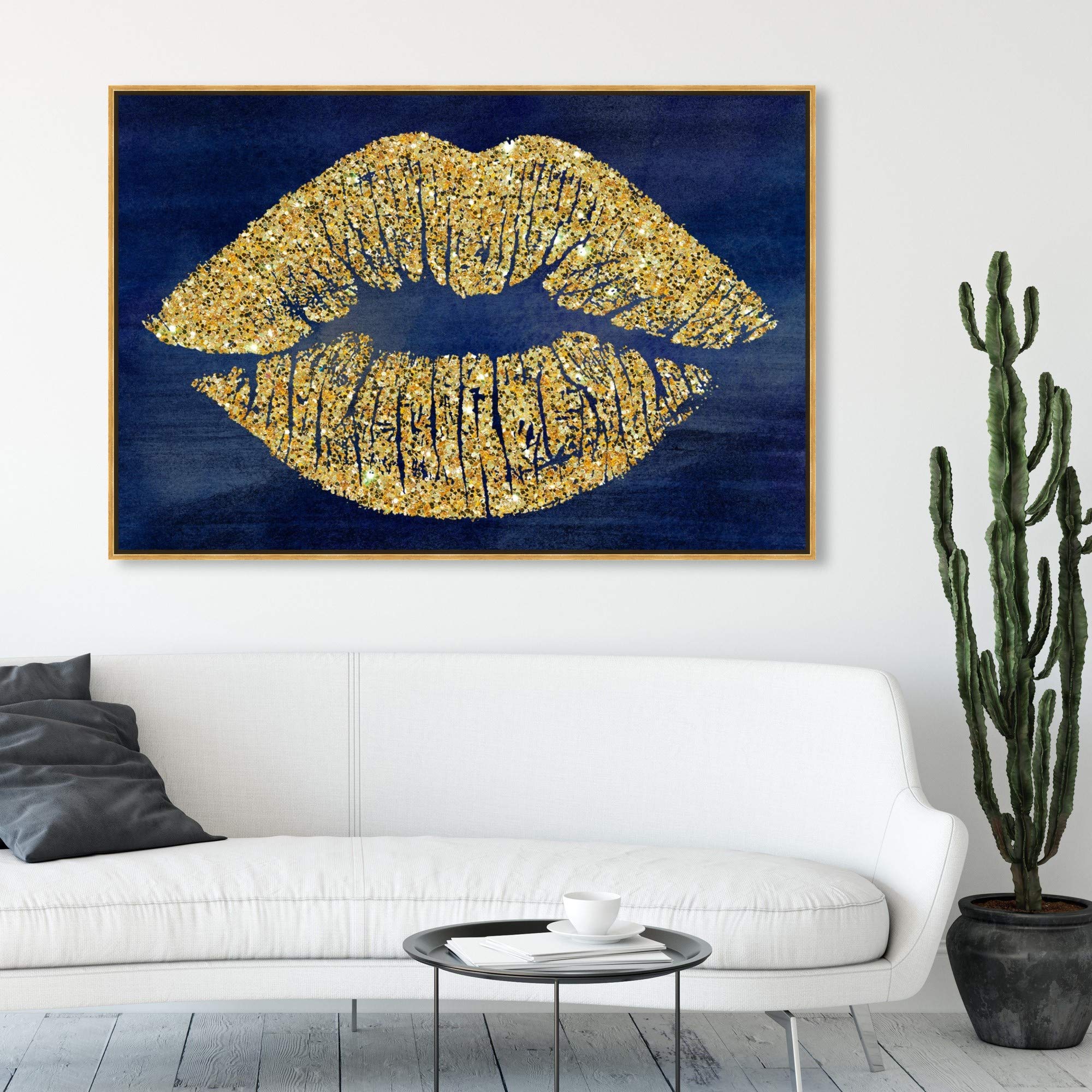 Oliver Gal Solid Kiss Navy Glitter Framed Abstract Wall Art - 60
