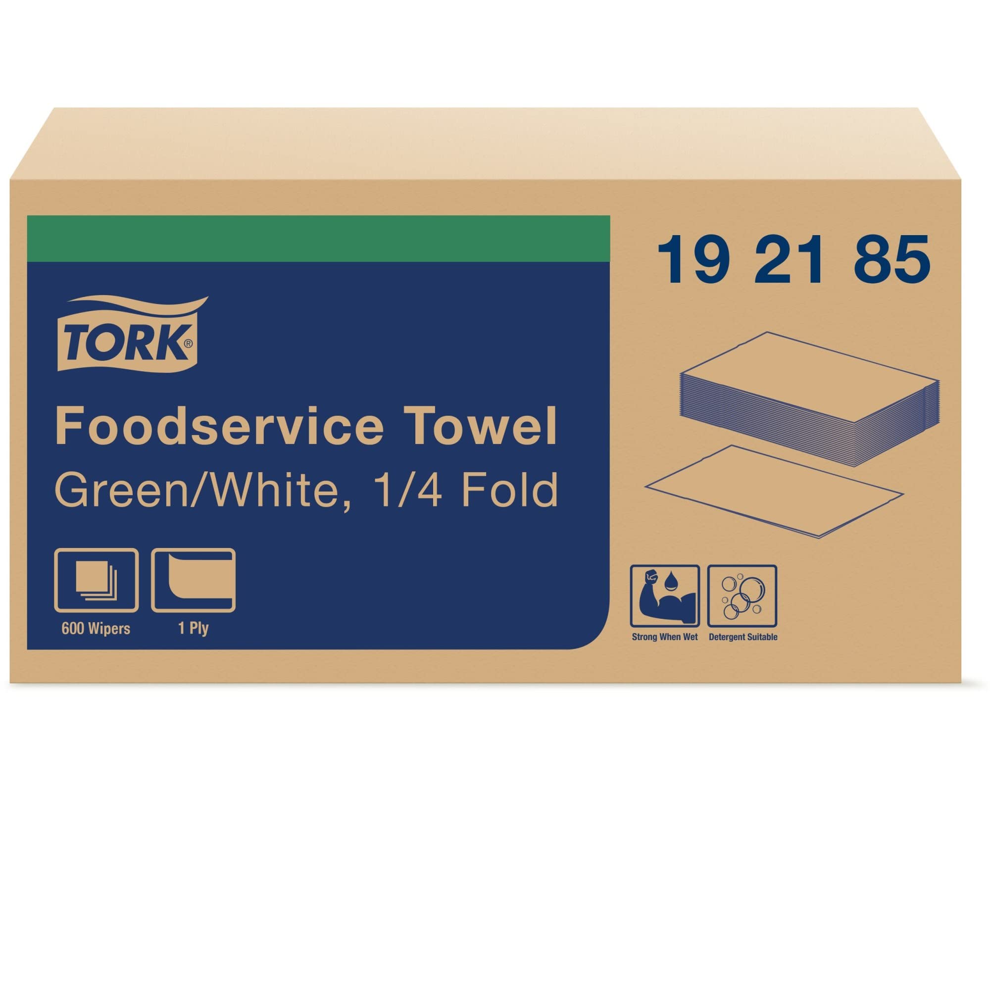 Tork Foodservice Cleaning Towel Green/White Self-Dispensing Roll - 1/4 Folded, 600 Towels per Roll (192185) | Ideal for Restaurants, Kitchens & Commercial Cleaning