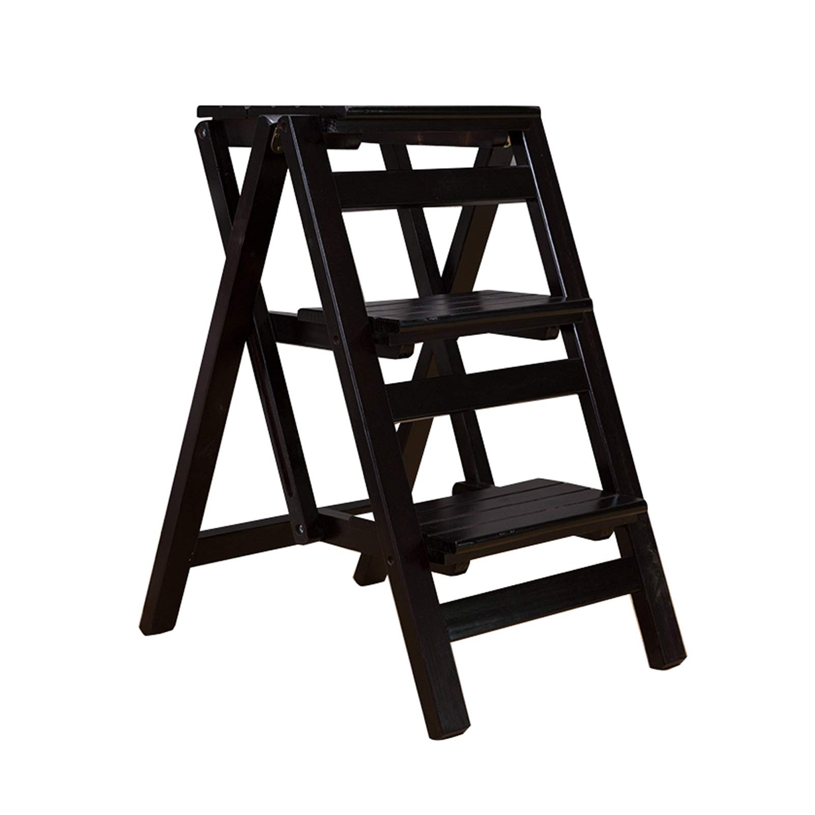 LEOSXA 3-Step Solid Wood Folding Step Stool - Portable Multi-Purpose Ladder Stool for Kitchen, Office, Library - Non-Slip Home Step Stool for Adults & Kids (Use for Reaching High Shelves, Storage Organization, Home Decor)
