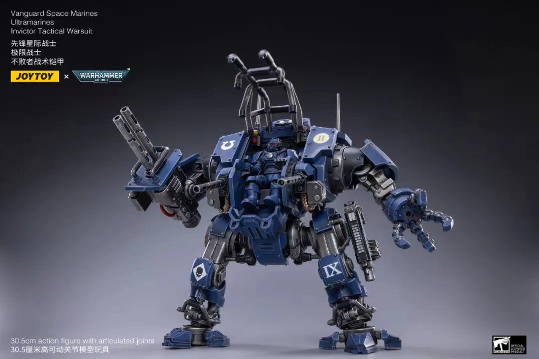JOYTOY 1/18 Scale Warhammer 40K Vanguard Space Marines Ultramarines Invictor Tactical Warsuit Action Figure - Collectible Model for Display & Wargaming Scenes
