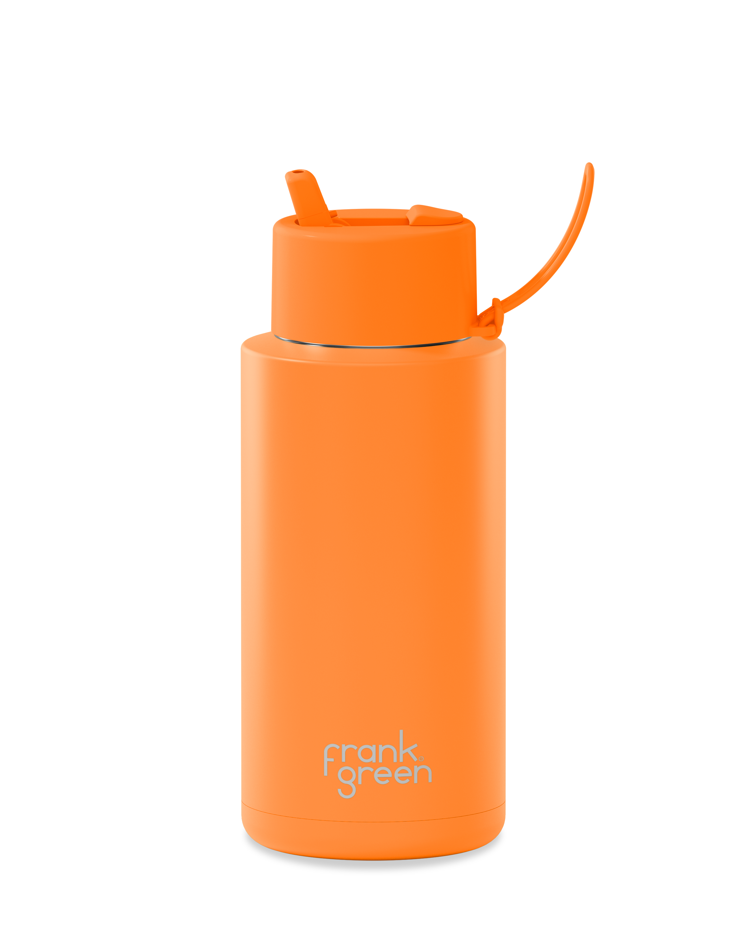 Eco-Friendly Ceramic Reusable Water Bottle - 34oz (1000ml) Insulated, BPA-Free, Neon Orange - Perfect for Gym, Hiking & Office Hydration