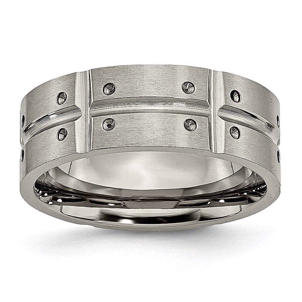 Titanium Brushed 8mm Grooved Wedding Band Ring for Women - Elegant Fashion Jewelry Gift for Her - Perfect for Anniversaries, Engagements & Special Occasions