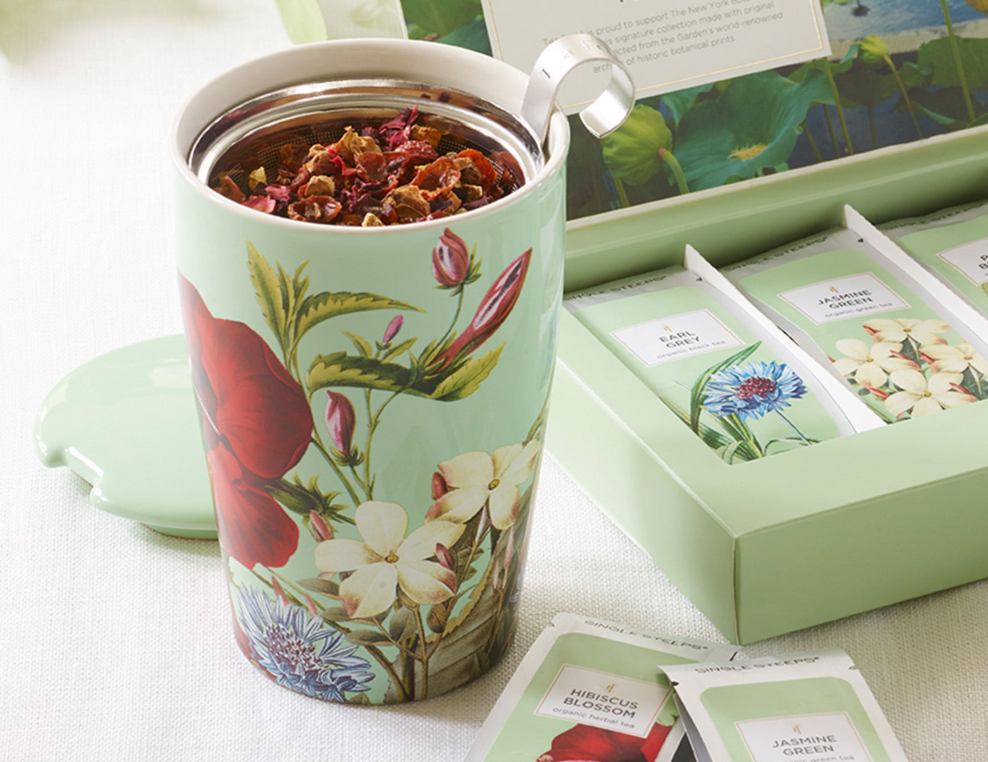 Premium KATI® Tea Infuser & Steeping Cup with Floral Design - Perfect for Loose Leaf Tea, Herbal Infusions & Relaxing Tea Time at Home or Office