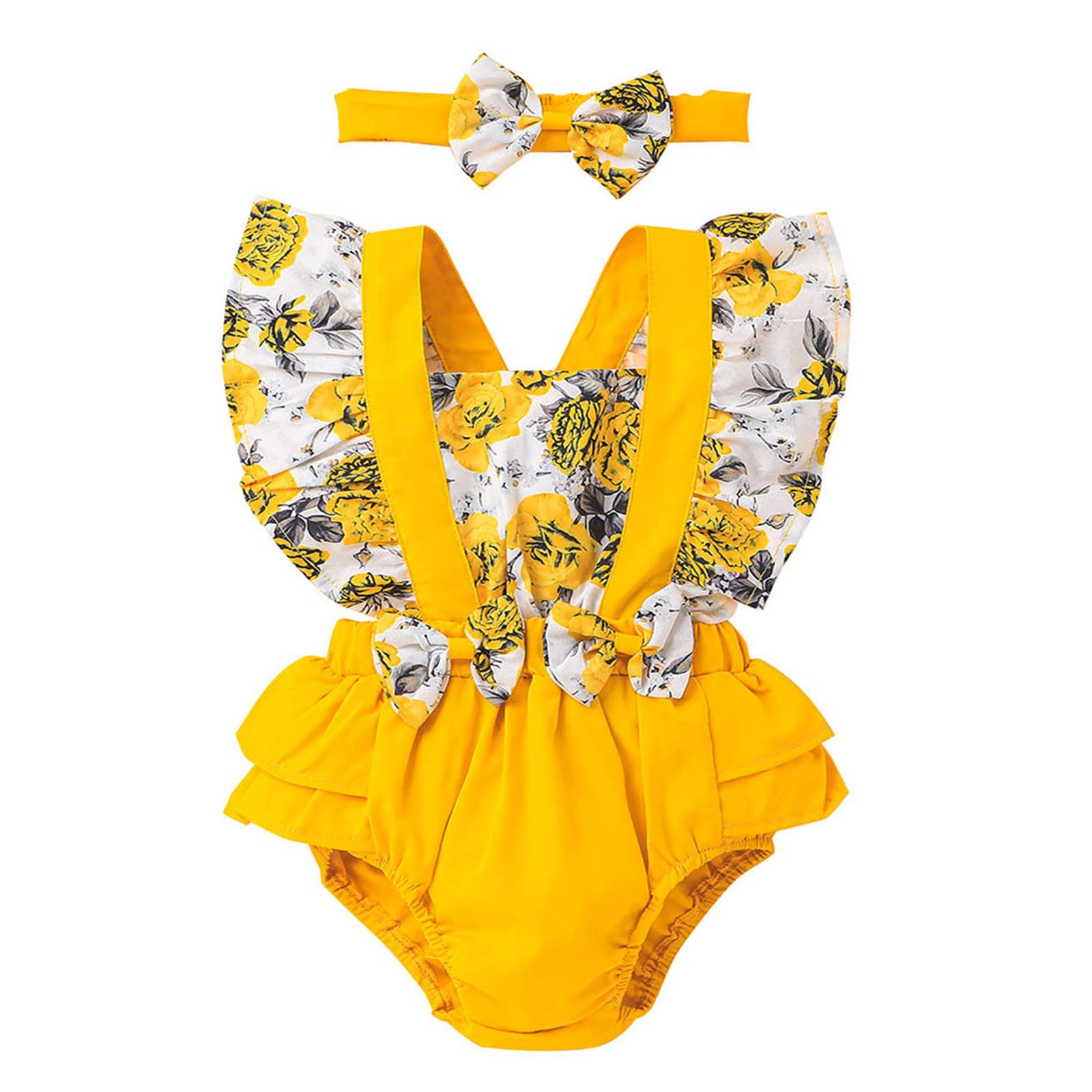 **Adorable Baby Girl Floral Romper Outfit - Cute Sweatshirt & Headband Set for Infants & Toddlers - Perfect for Playdates, Photos & Special Occasions**