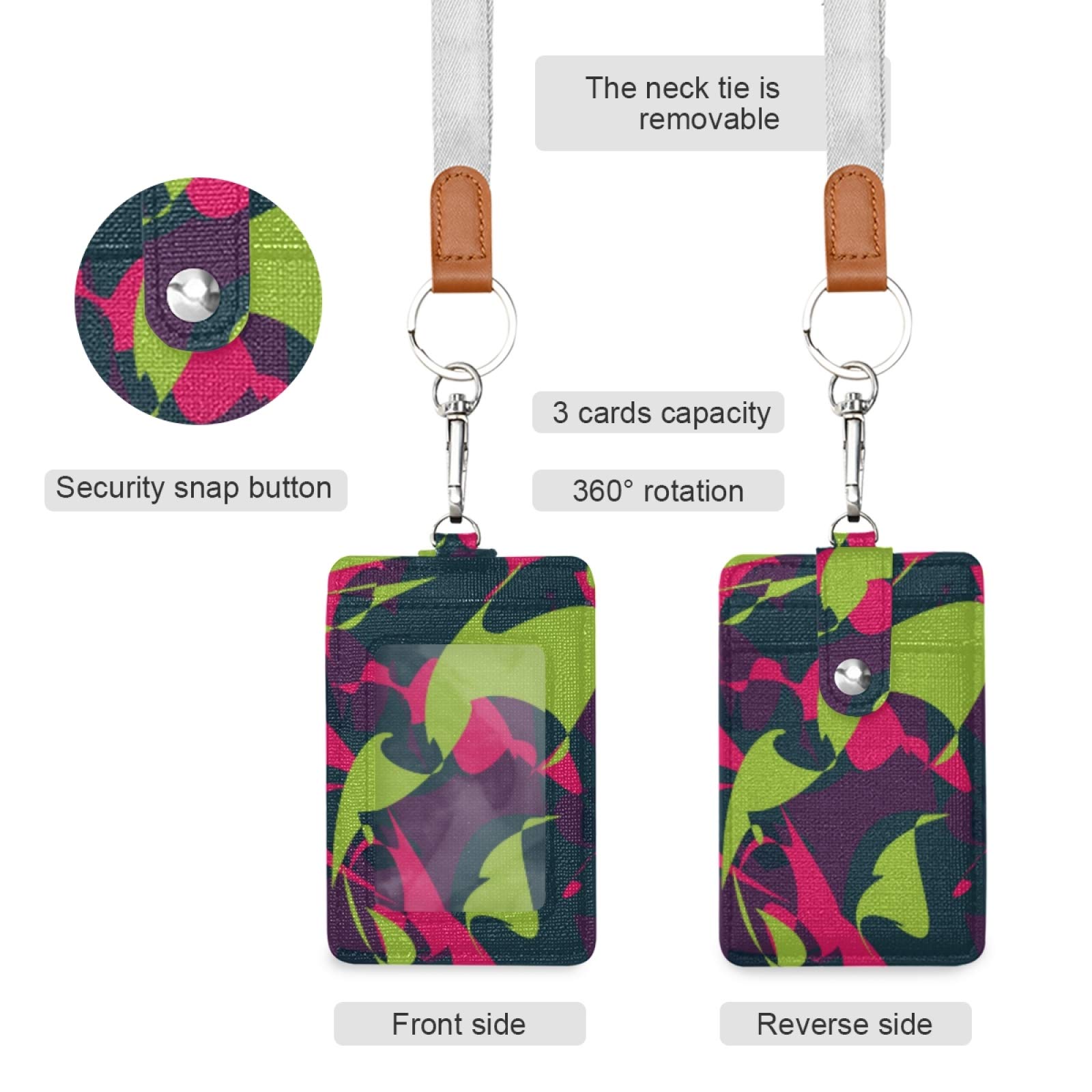 Colorful Abstract Vertical ID Badge Holder with Lanyard - Office & School Use
