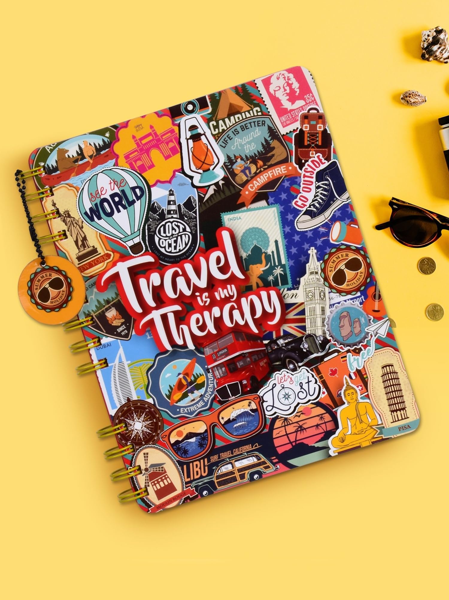 DOODLE Hardbound Spiral Travel Journal - B5 Size with 160 Undated Ruled Pages | 80 GSM Acid-Free Paper | Includes Bookmark Dangler & 100+ Stickers | Lays Flat for Comfortable Writing | Perfect for Travel Diaries, Adventure Logs & Memory Keeping (India Travel Edition)