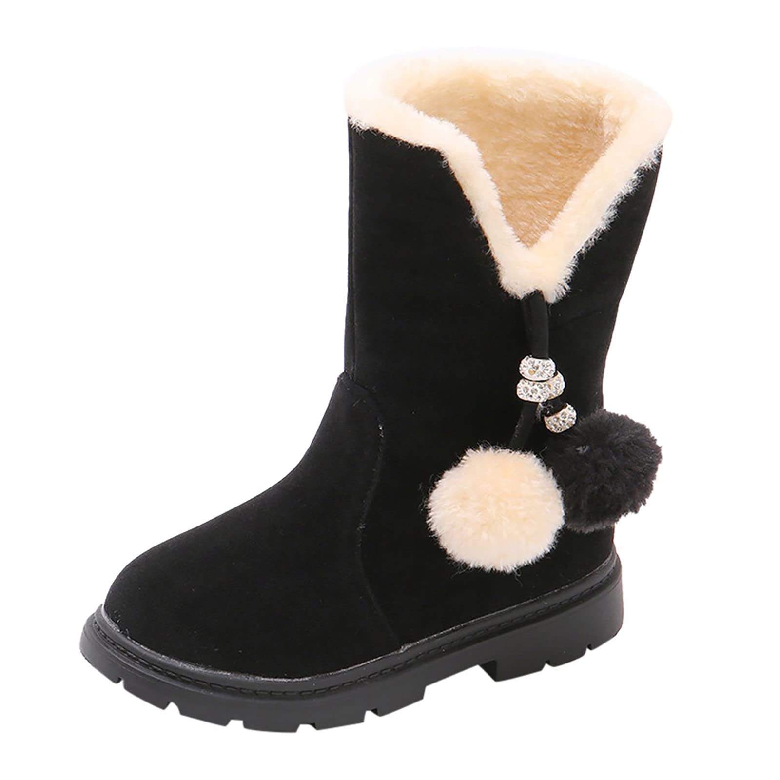 Gaoqi Kids Baby Girls Princess Shoes - Fashion Bow Cotton Boots & Snow Boots for Toddlers - Cute Canvas Shoes for Girls - Perfect for Winter, Outdoor Play & Special Occasions
