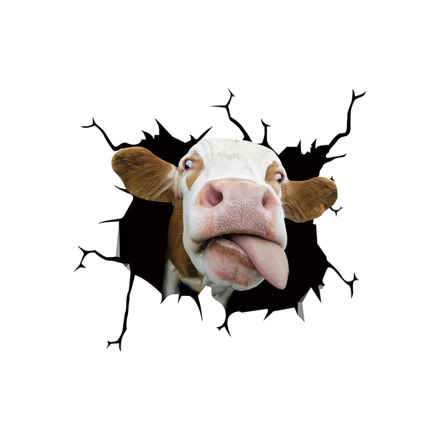 Onefa 3D Cow Wall Stickers - Waterproof Removable Decals for Cars, Windows, Laptops & Home Wall Decor - Perfect for Room Aesthetics, Vehicle Personalization and Office Decoration
