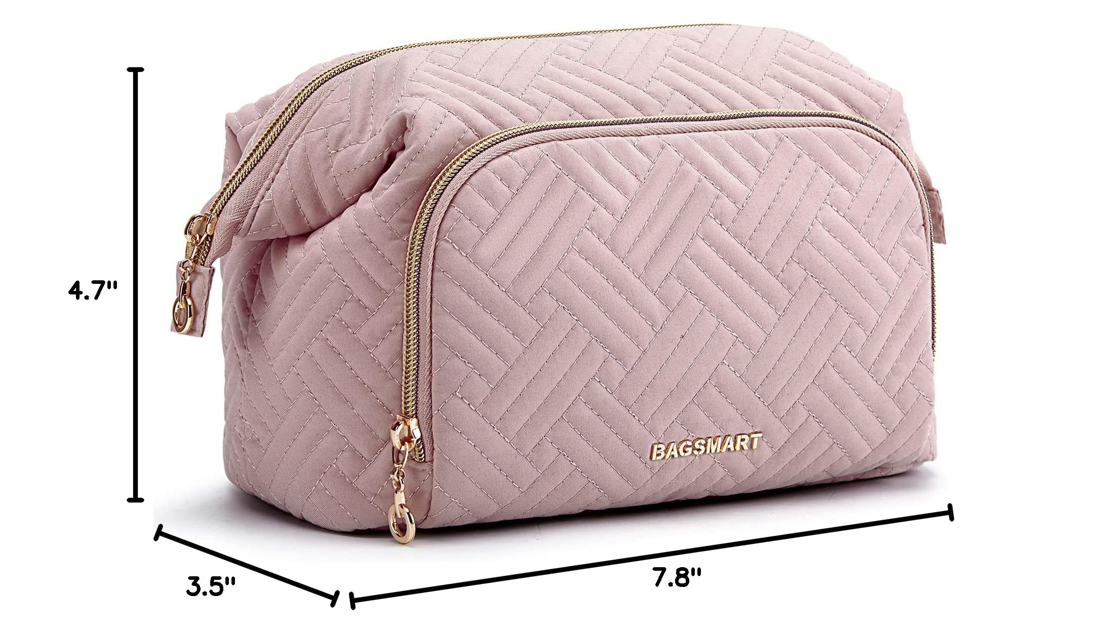 BAGSMART Travel Makeup Bag - Large Cosmetic Organizer Case for Women, Wide Open Toiletry Pouch for Brushes & Accessories | Perfect for Travel, Gym & Daily Essentials