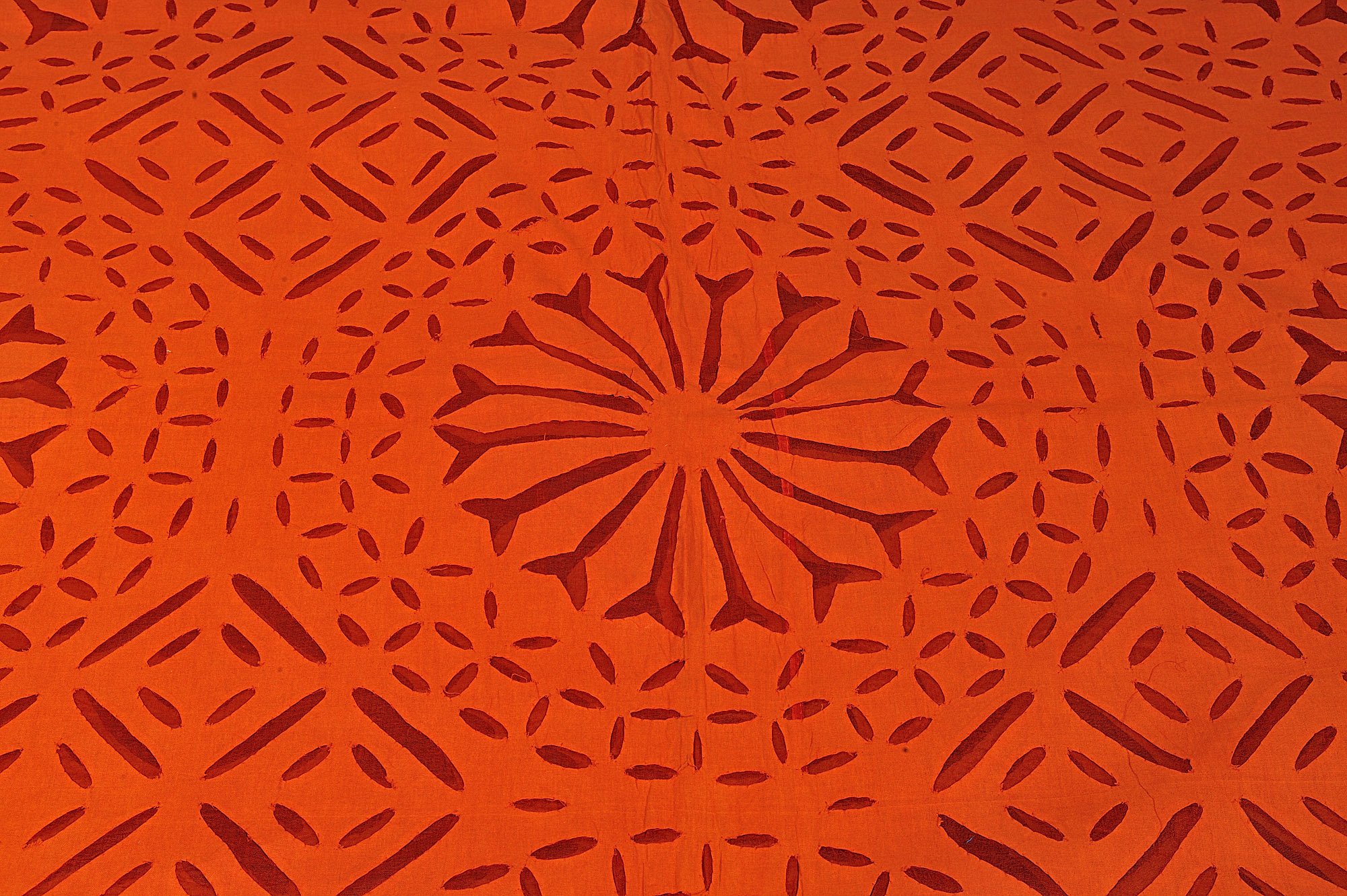 Stonewashed Cotton Bedspread with Floral Applique - Vibrant Orange Queen Size - Soft & Breathable Bed Cover for Master Bedroom, Guest Room & Dorm Decor
