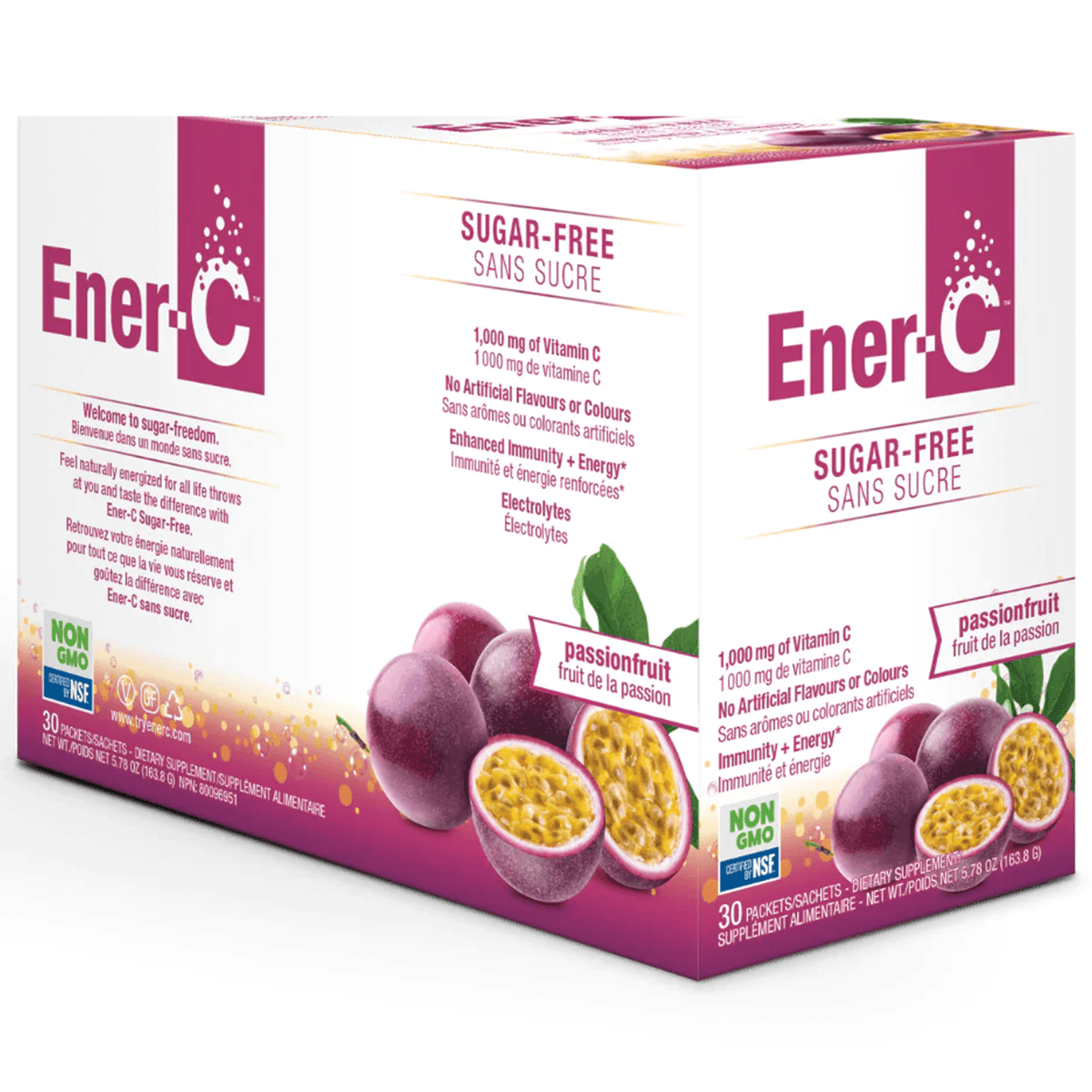 Ener Life Ener C Vitamin C 1000mg Supplement - Passionfruit Flavor - 30 Packets - Immune Support & Energy Boost - Perfect for Travel, Work & Daily Wellness