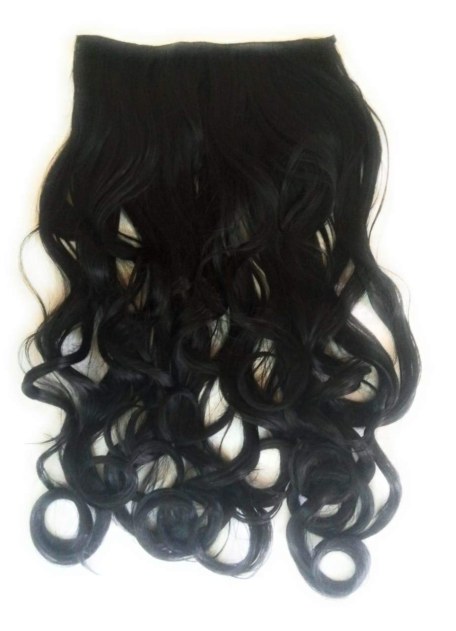 WigOWig 1 Piece Black Hair Extension for Women & Girls - Natural Looking Clip-in Human Hair Weft for Length & Volume - Perfect for Daily Wear, Parties & Special Occasions