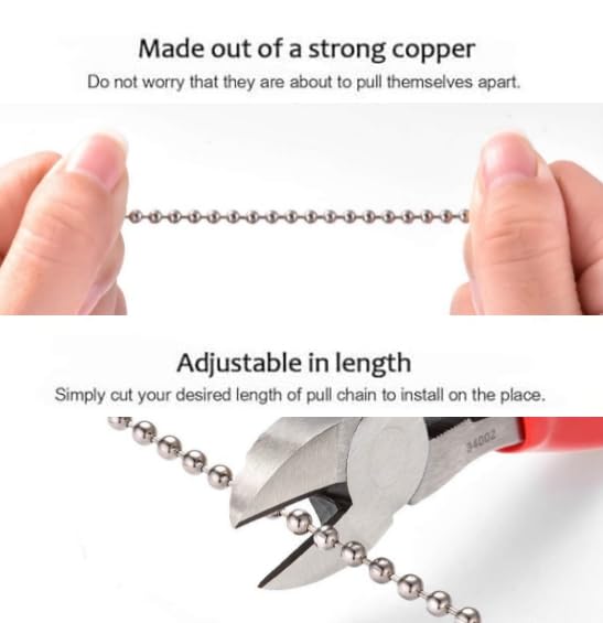 Wooden Ceiling Fan Pull Chain Extender - 12 Inch Decorative Pendant Extension with Beaded Ball & Connector (3Pcs, White) - Perfect for Bedroom, Living Room & Home Lighting Upgrade