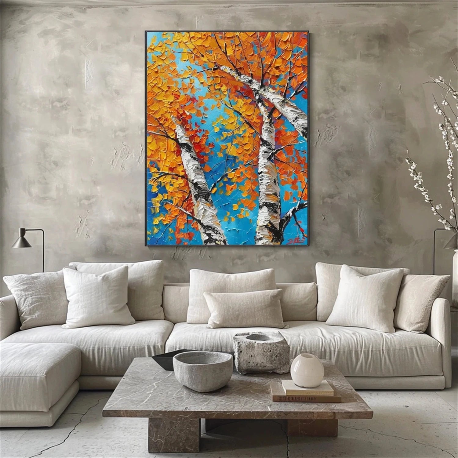 Flower and Tree Painting - Handmade Canvas Art #FT150 - Perfect for Home Decor, Living Room, Bedroom & Office Wall Art