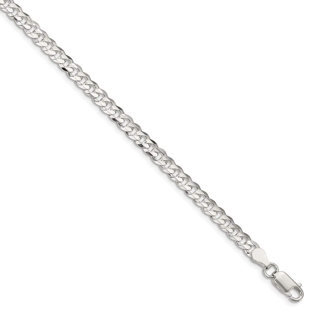 4.5mm Sterling Silver Concave Beveled Curb Chain Necklace, Bracelet & Anklet Set - Perfect for Everyday Wear, Layering & Gift Giving