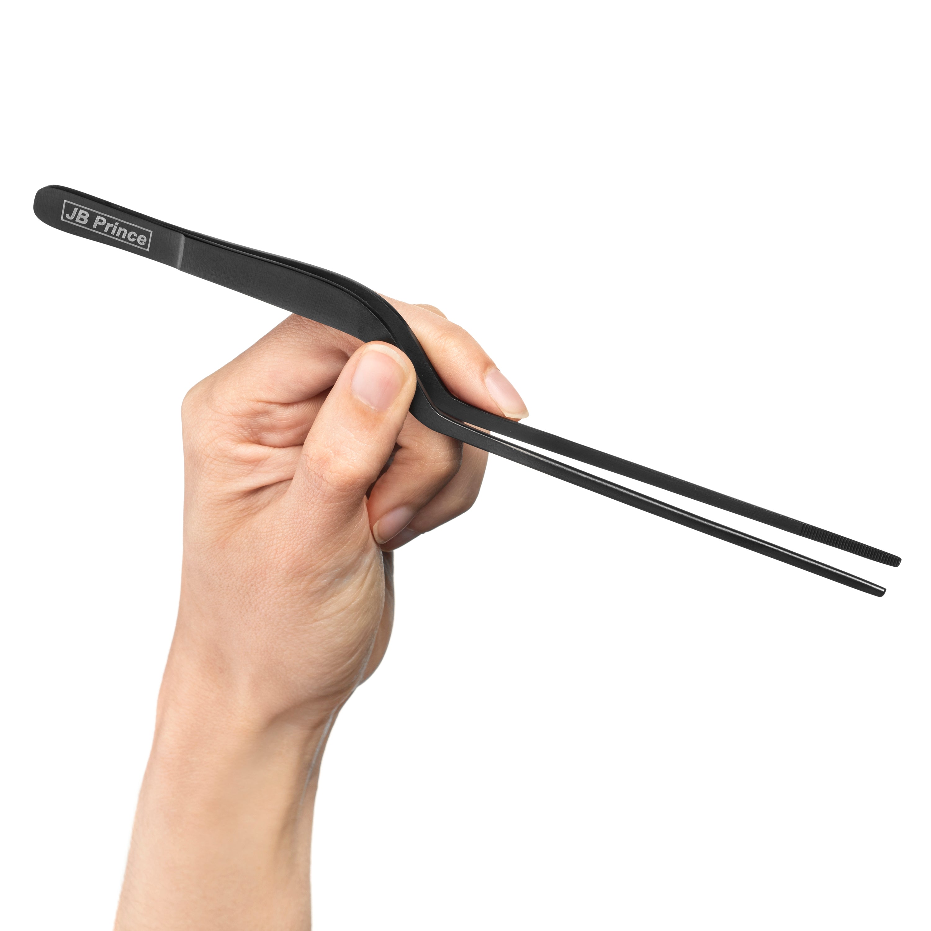 JB Prince Offset Fine Tip Tweezer 7.8 Inches - Professional Stainless Steel Tweezers for Precision Work, Jewelry Making, Electronics Repair & Beauty Applications