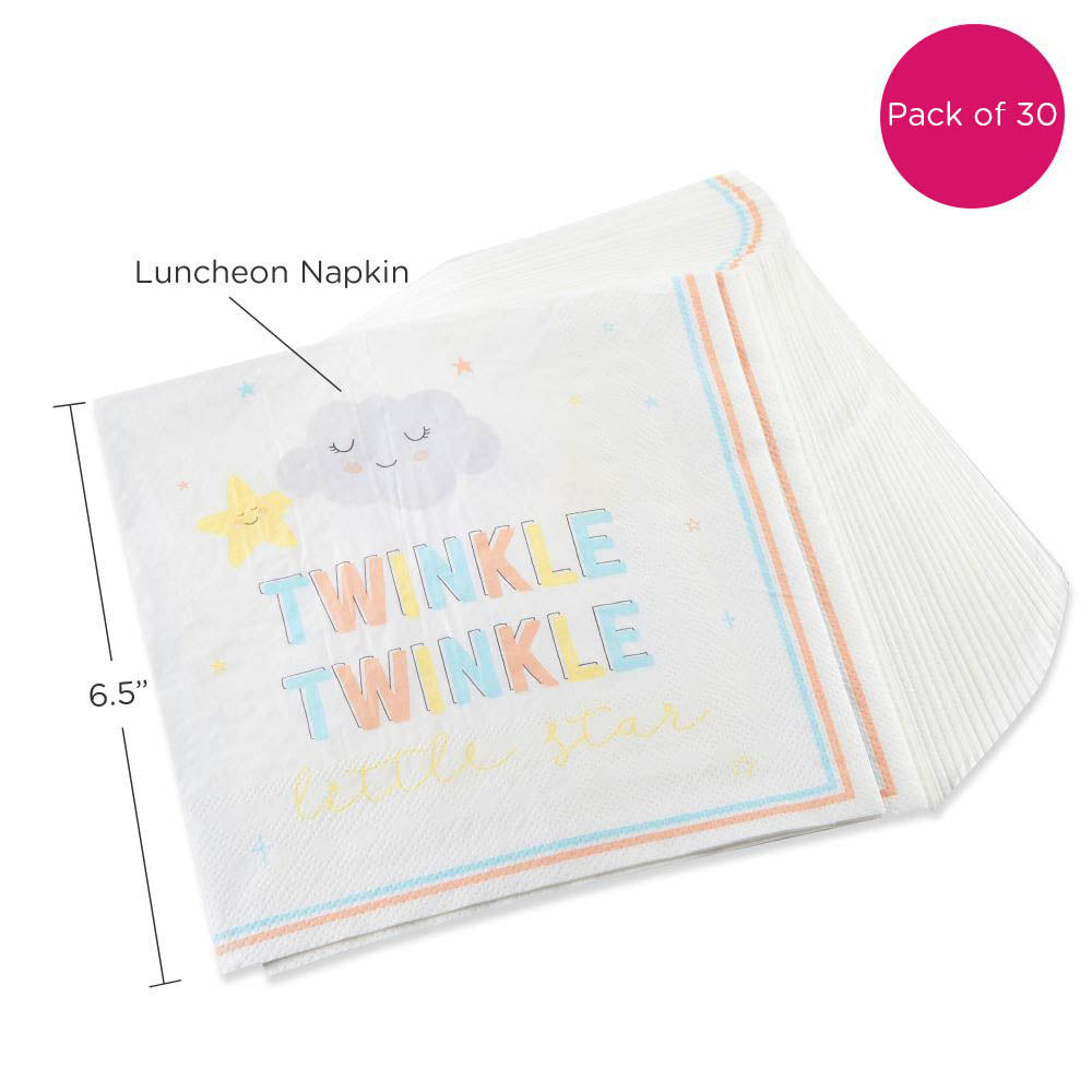 Twinkle Twinkle 2-Ply Paper Napkins - 30 Count Bulk Pack - Premium Disposable Party Napkins for Birthday, Wedding & Holiday Celebrations