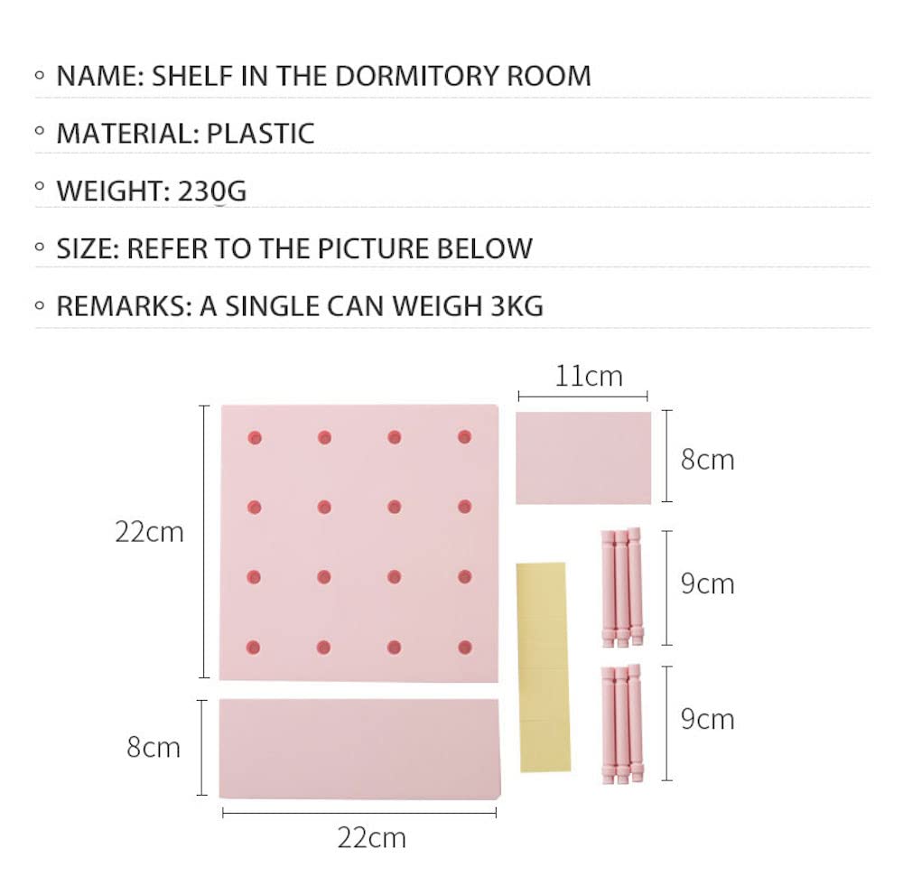JHTPSLR DIY Wall Shelves - 8.7 Inch Cute Kawaii Floating Shelves, No Drill Damage-Free Wall Storage Rack, Multi-Layer Easy Assembly for Teen Girls Room, Bedroom, Dorm, Balcony Decor (Pink) - Perfect for Organizing Books, Plants & Decorative Items